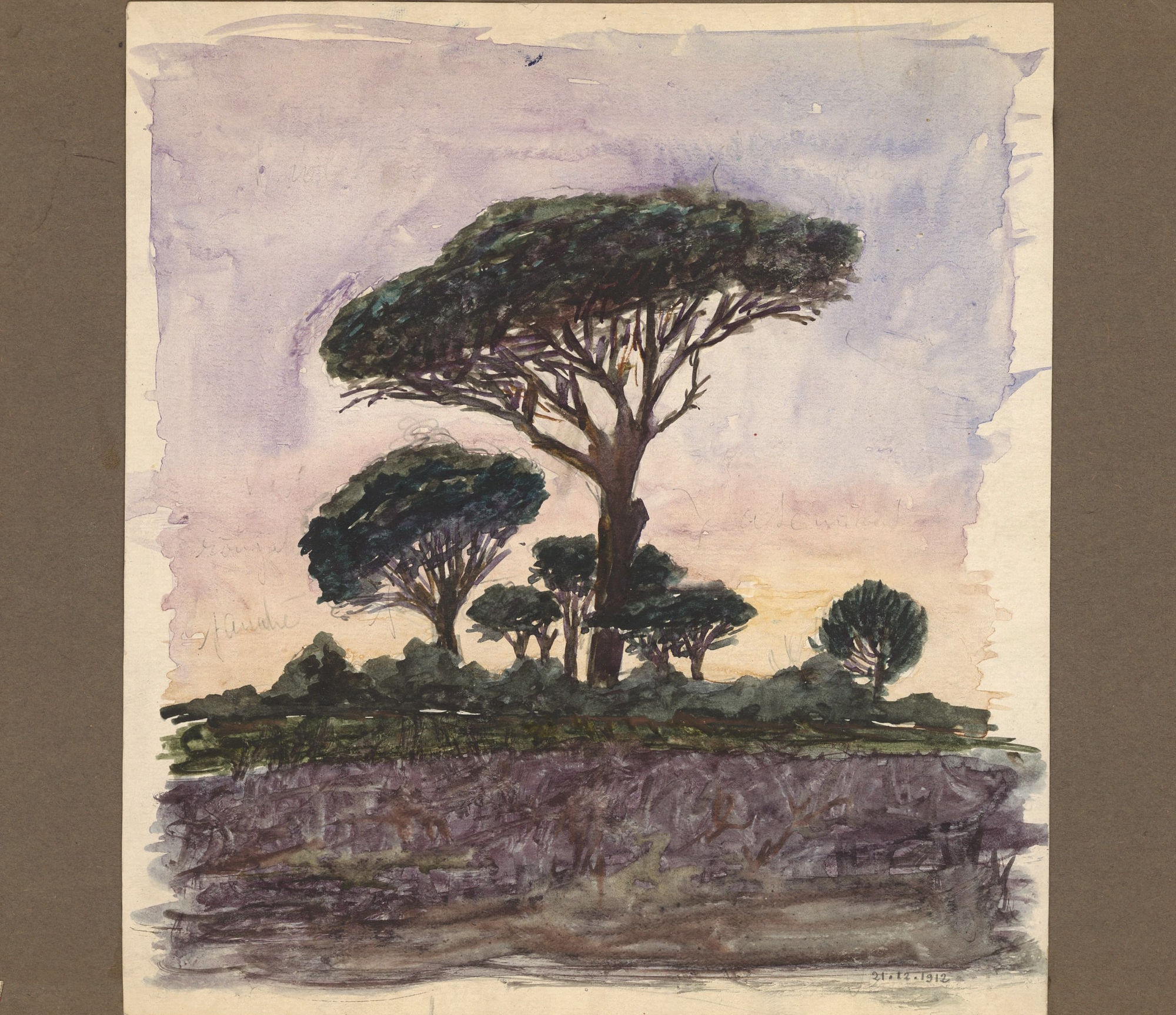 Pins Parapluies, 1912 Watercolor on paper 10 3/4 x 8 1/2 in. (27.3 x 21.6 cm) (JS 01) NFS