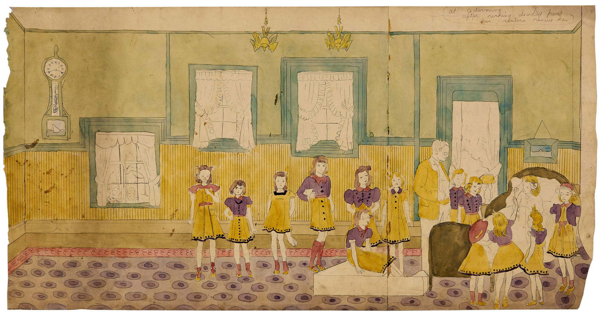 Untitled (At Adernine, / At Calmanrina), ca. 1955 - 65 Graphite and watercolor on paper 18 1/4 x 35 3/4 in. (46.4 x 90.8 cm) (HDa 27) - SIDE A