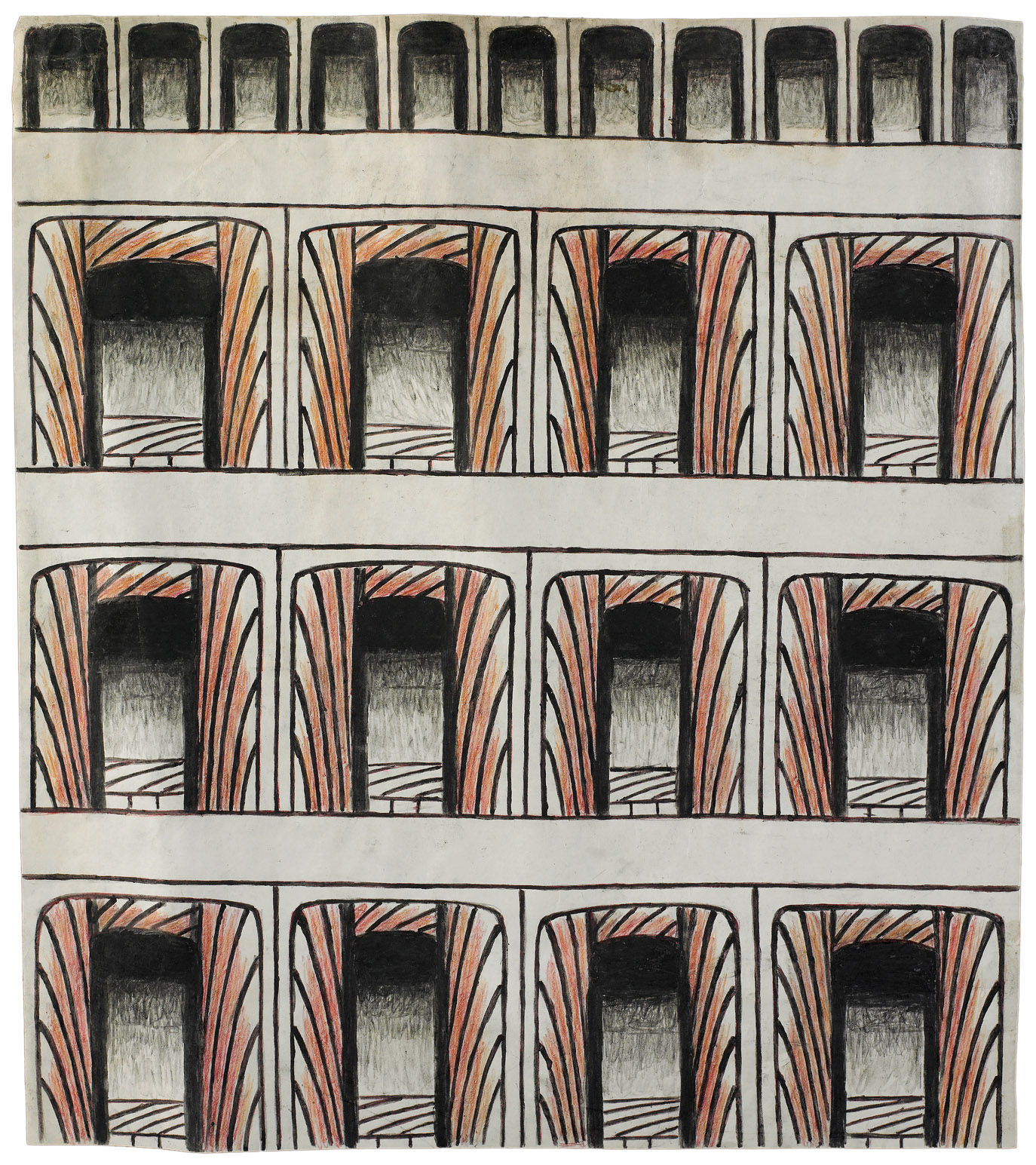 Untitled (Arches), ca. 1960 - 63 Gouache, colored pencil, and graphite on paper 22 1/2 x 20 in. (57.1 x 50.8 cm) (MR 071) $ 80,000
