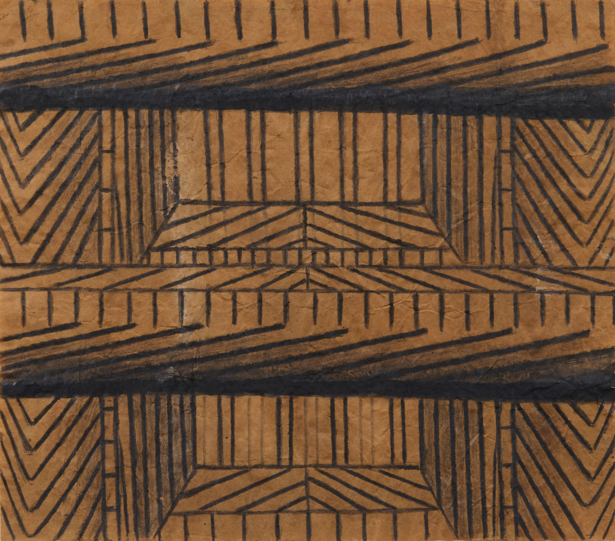 Untitled (Black and White Double Stage), ca. 1950 - 55 Graphite and tempera on brown paper 14 x 15 1/2 in. (35.6 x 39.4 cm) (NU 137.304) $ 50,000
