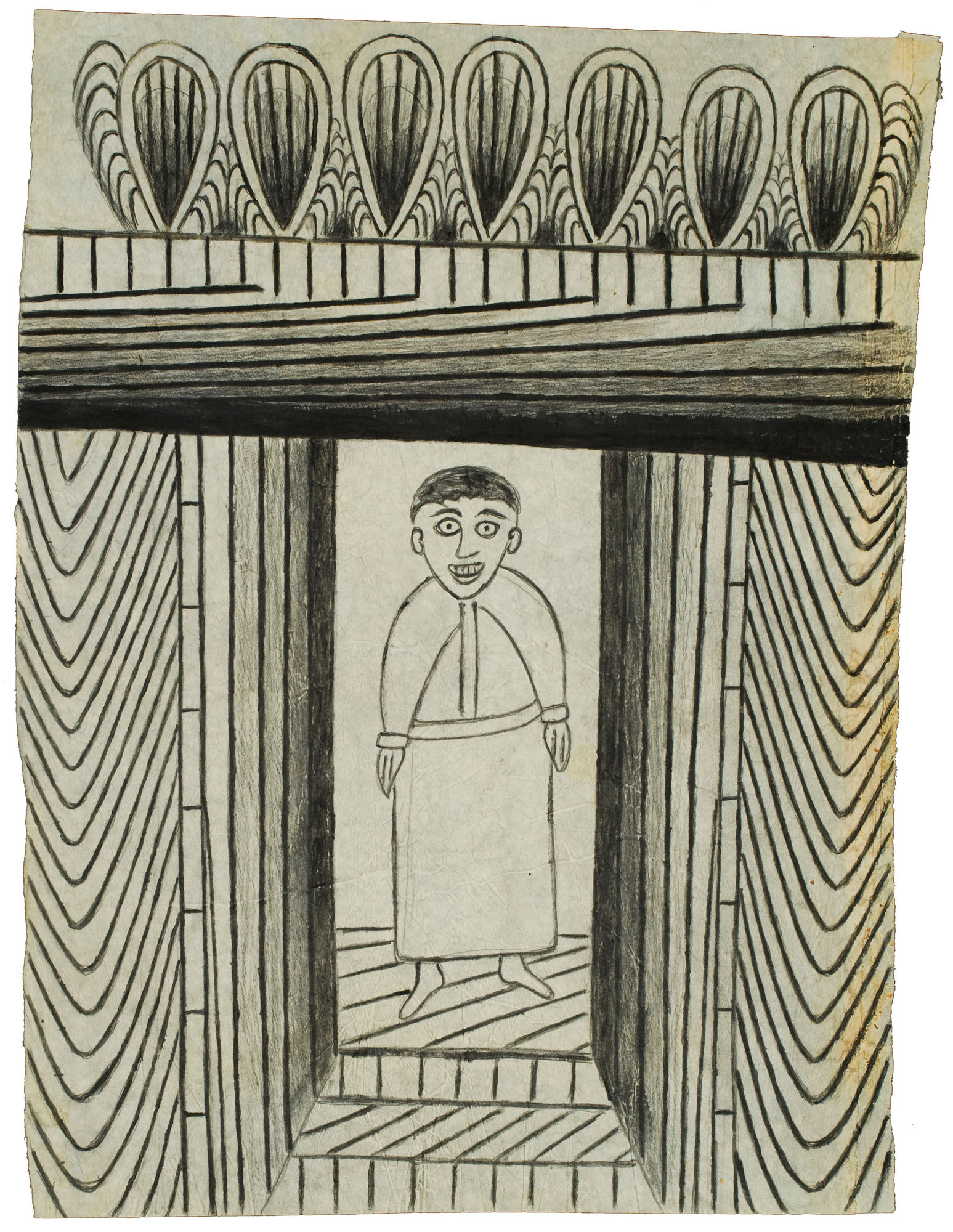 Untitled (Black and White Standing Man), c. 1950-55 graphite, tempera and crayon on paper 24 x 17.5 in. (61.0 x 44.5 cm) (NU 188.310) $ 65,000