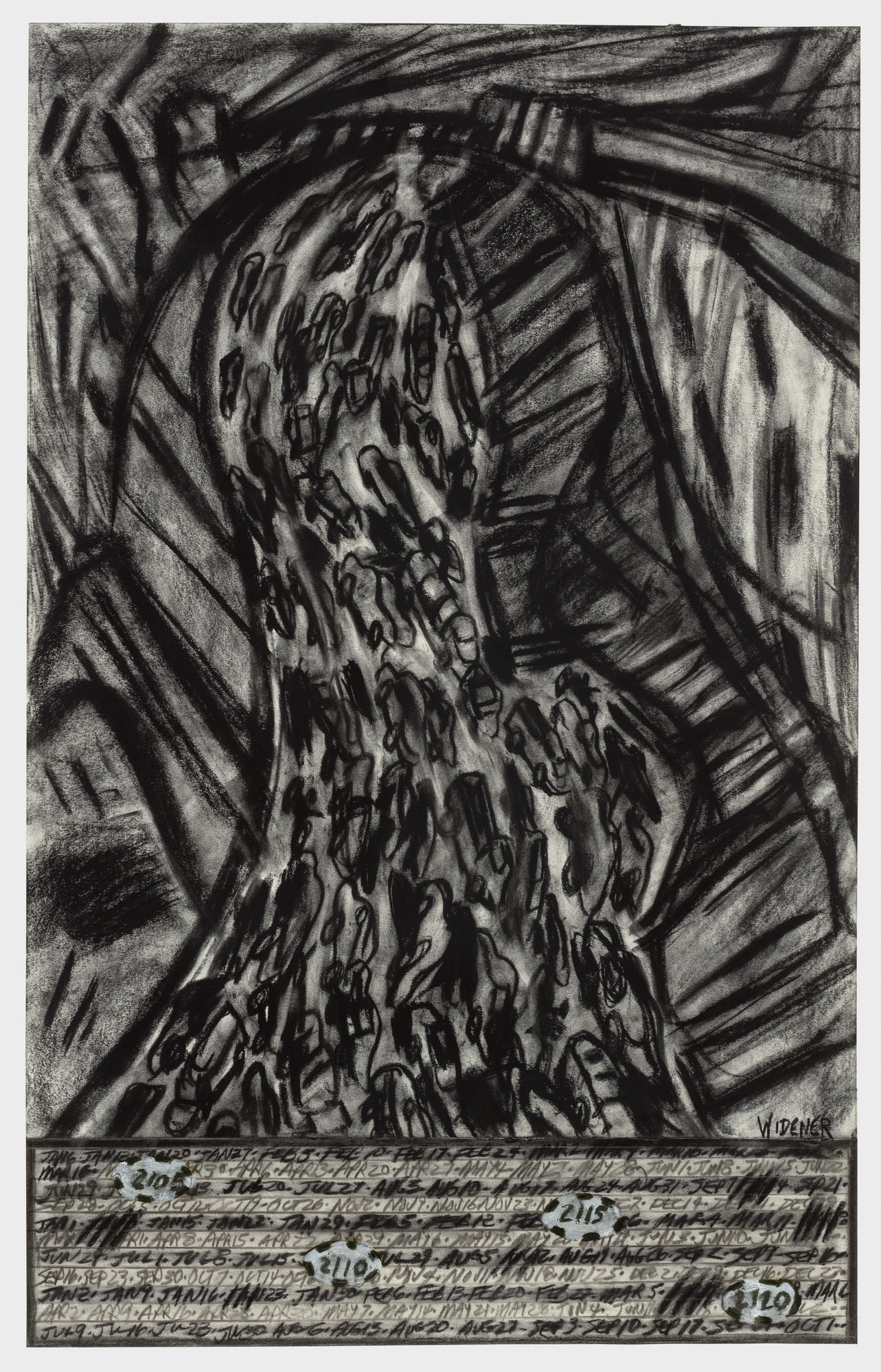 Untitled (Cityscape), 2021 Ink and charcoal on paper 28 1/2 x 18 in. (72.4 x 45.7 cm.) (GW 232)