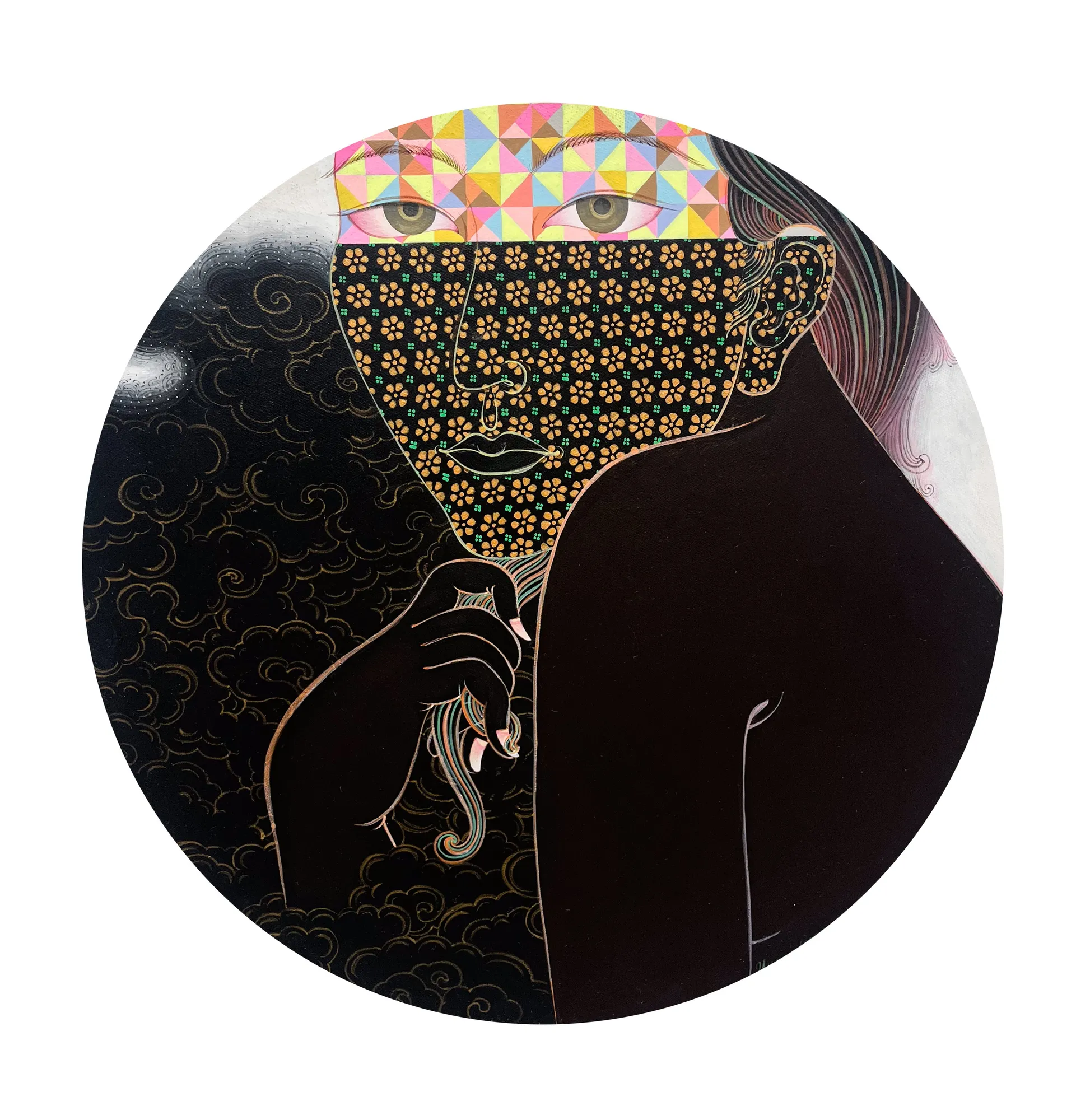 Uuriintuya Dagvasambuu (Mongolia) Winter Mood Series: Looking at you, 2024 Acrylic on canvas 15 3/4 x 15 3/4 in 40 x 40 cm