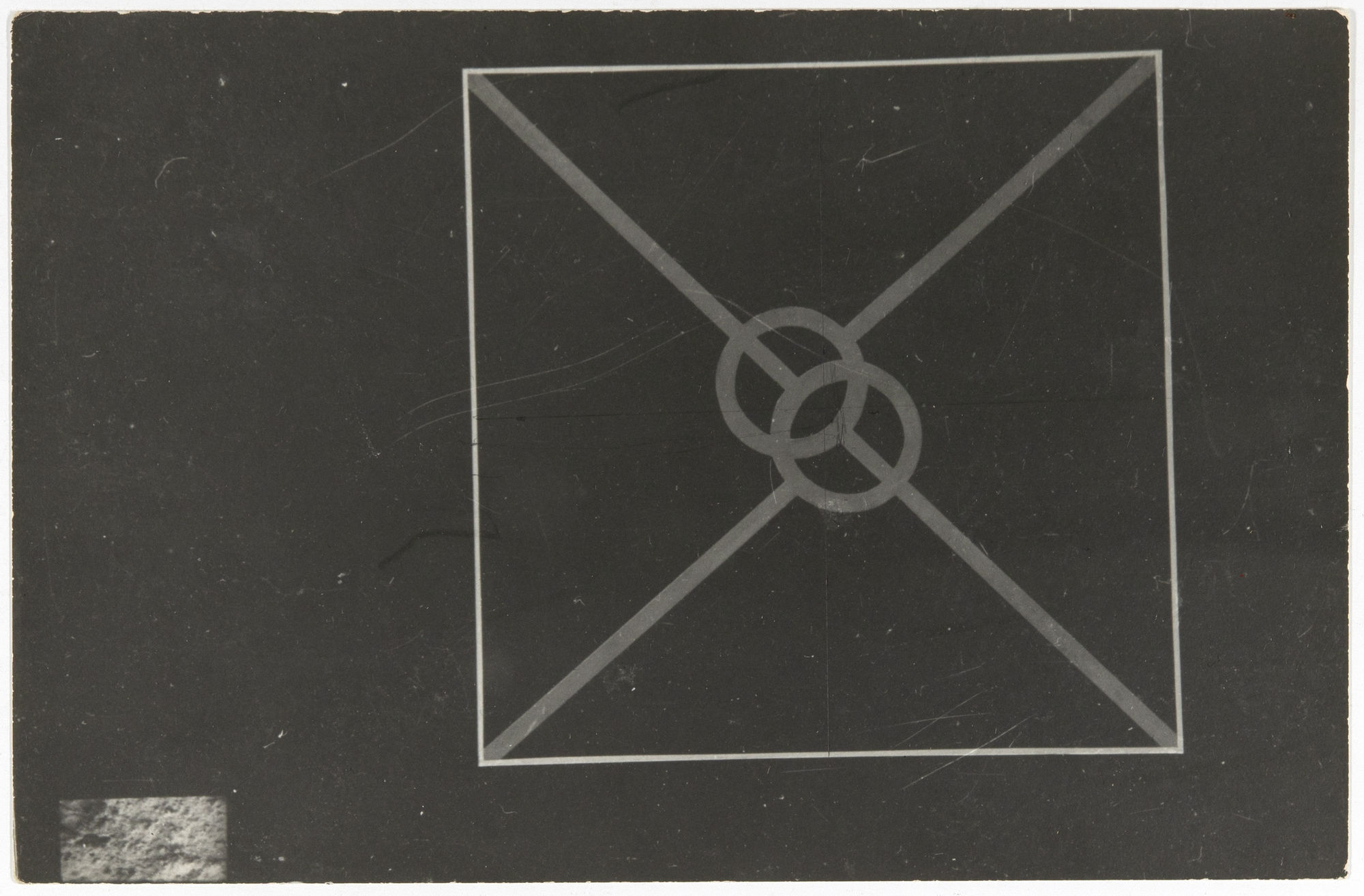 Anotações com caneta sobre fotografia de um quadro de 1954/1979. Arquivo Geraldo de Barros