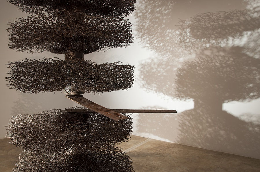 Sakshi Gupta | No Title (From the Series 'Become The Wind'), 2012 - 2013 | Metal scrap, motor, 364 x 126 cm