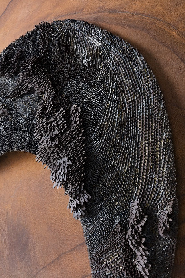 Sakshi Gupta | Breath (From the Series, 'I Marvel at Your Forgetfulness), 2017 | Metal scrap, mild steel sheet, 218.5 x 107 x 23 cm | Detail