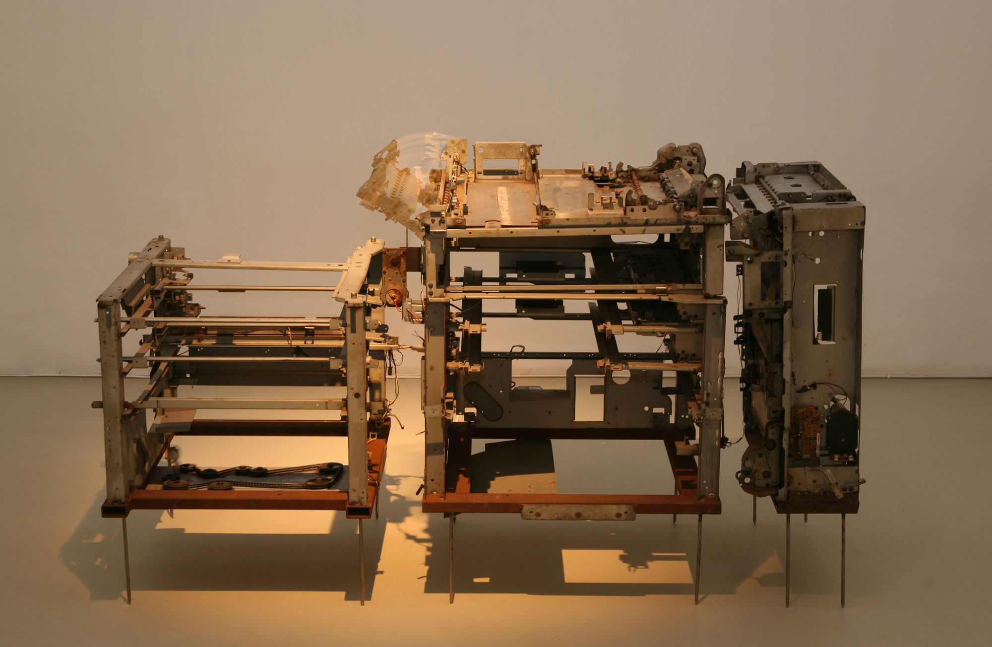 Sakshi Gupta, No Title, 2008 | Metal scrap, gears, motors, 163 x 60 x 88 cm