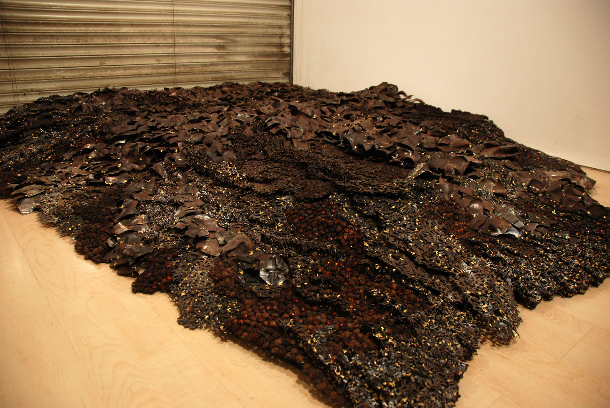 Sakshi Gupta, No Title, 2009 | Metal scrap, glass beads, motor mechanism, 318 x 273 x 24 cm