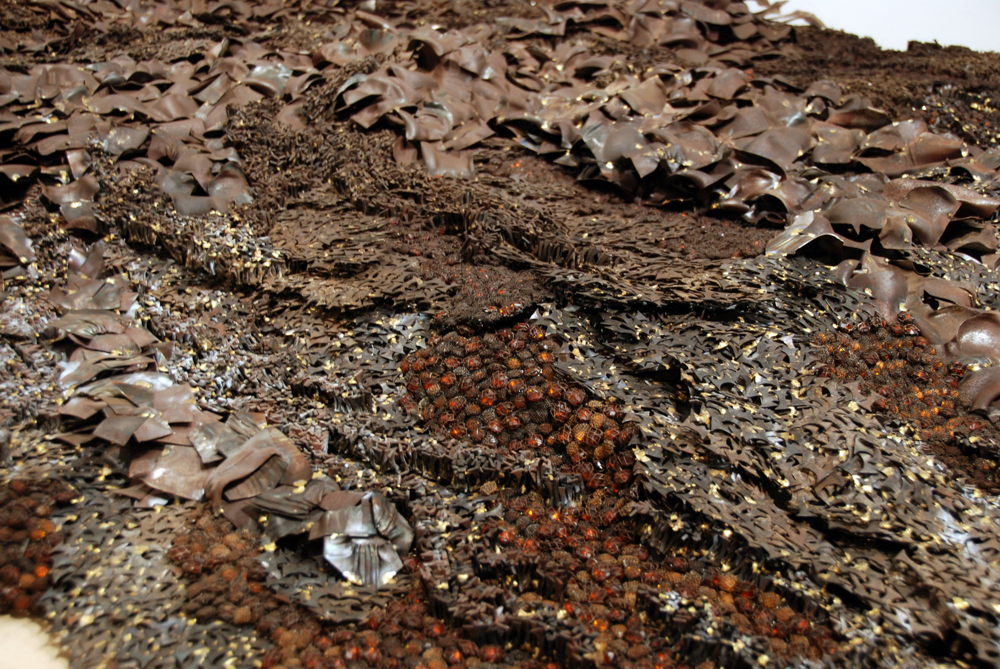 Sakshi Gupta, No Title, 2009 | Metal scrap, glass beads, motor mechanism, 318 x 273 x 24 cm