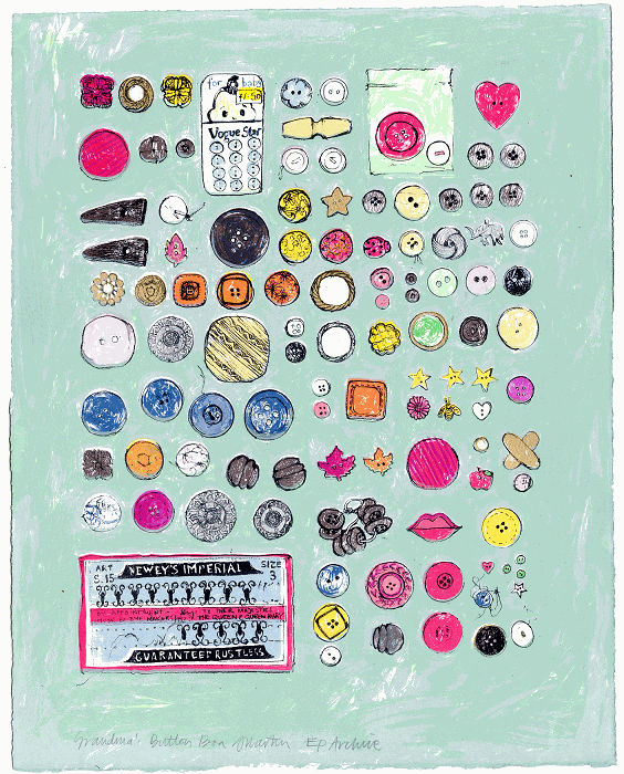 Jenny Martin, Grandma's Button Box, screenprint, 2017