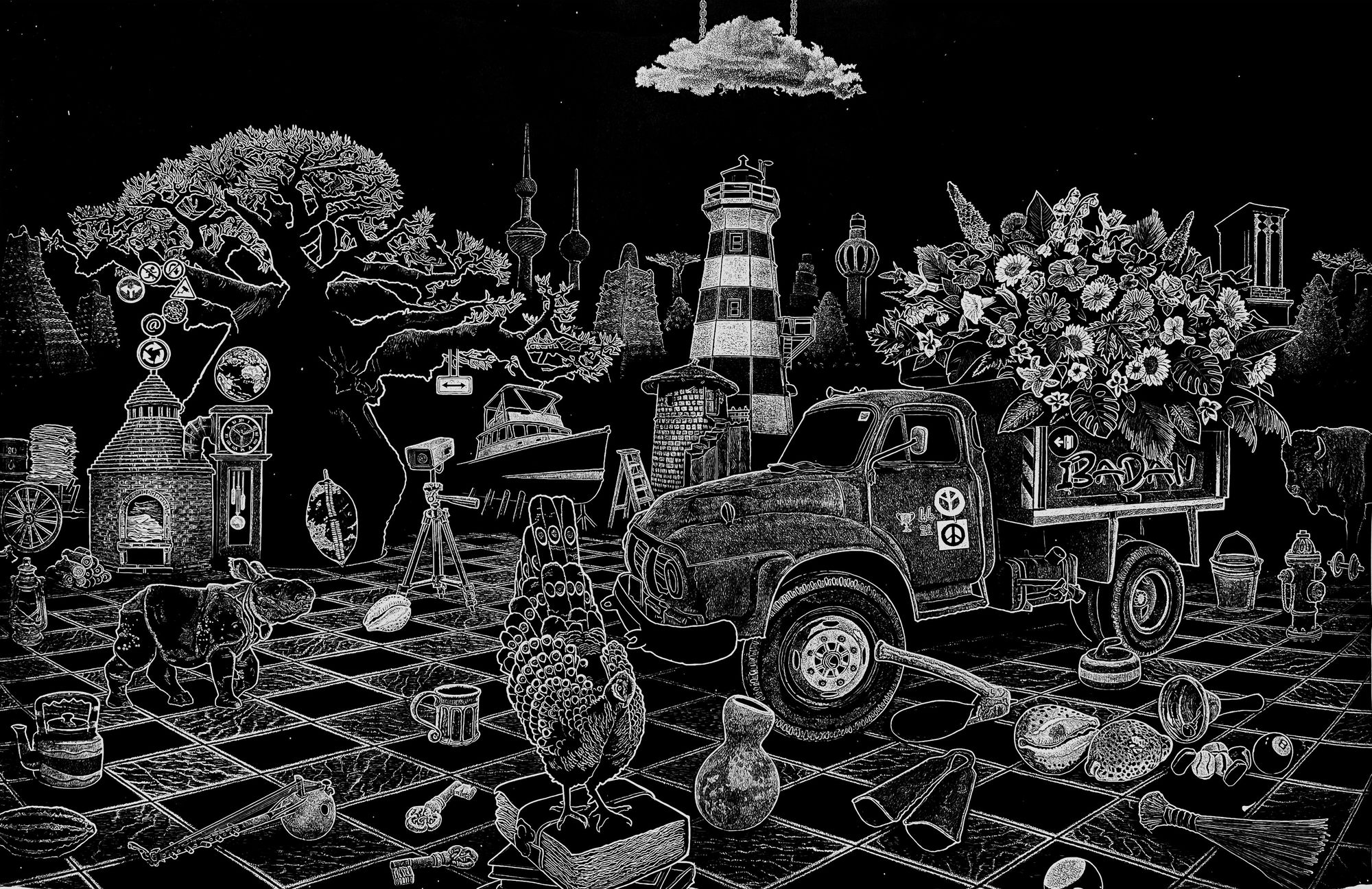 Contradictions, linocut, 2022