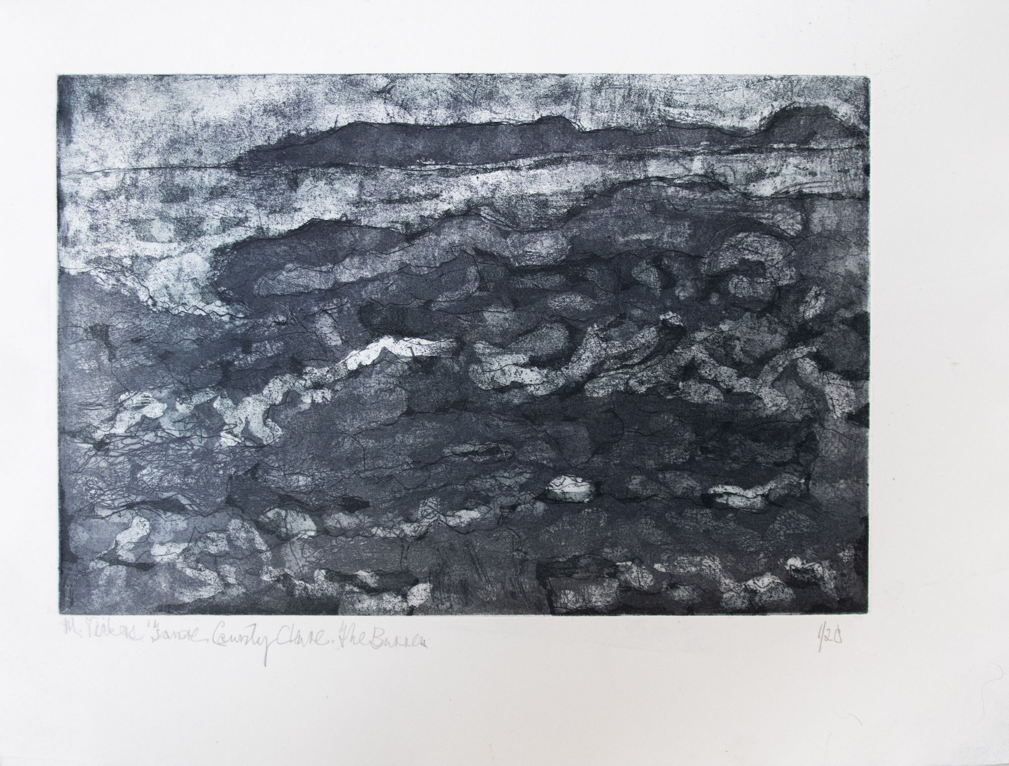 Miriam Vickers, Fanore, County Clare, The Banner, etching, 2025.