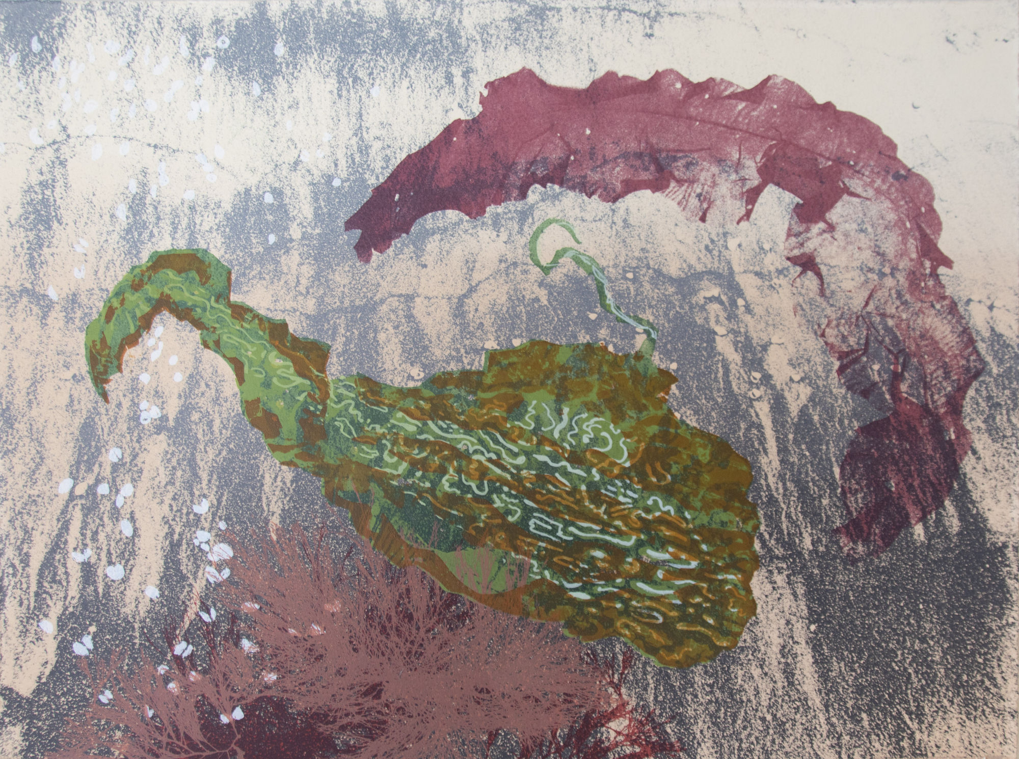 Nicky Sanderson, Remains of the Tide, screenprint, 2025.