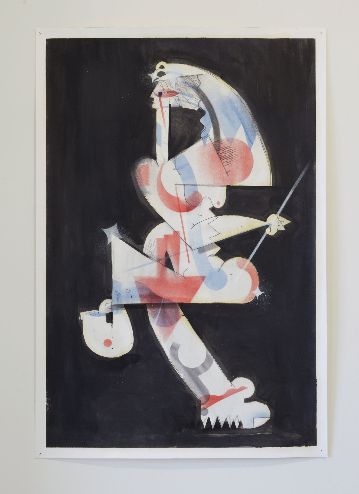 Preparatory painting for Disco Britannia, 2022, Oil, Spraypaint and Varnish on Paper