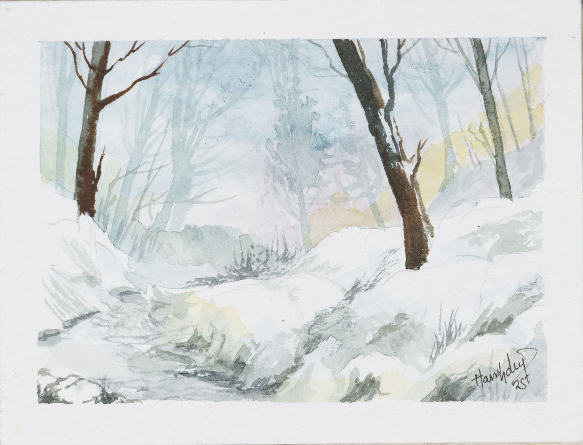 Harshdeep Kaur Winter is Here Watercolour on paper 3.1 x 4 inches 2025