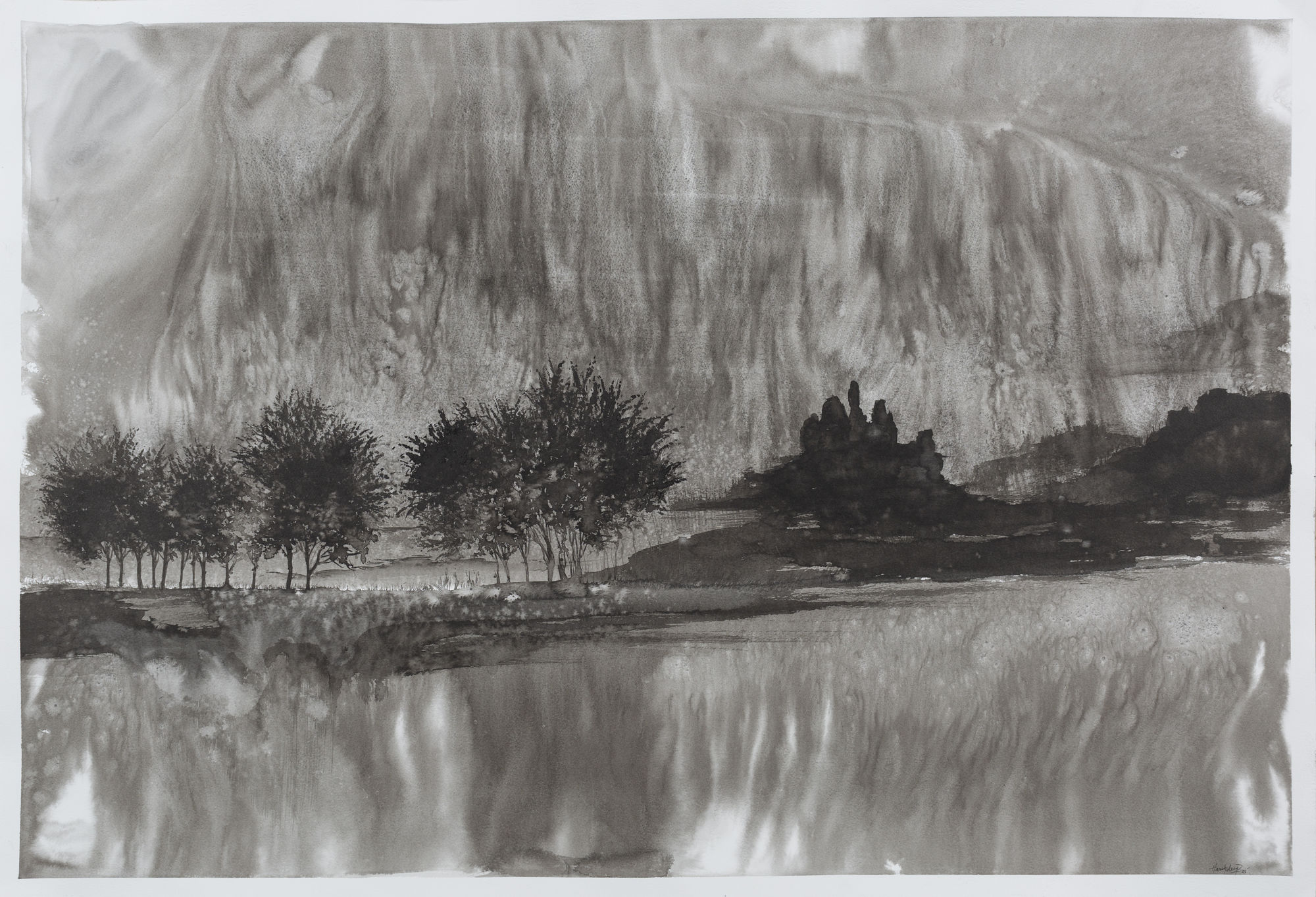 Harshdeep Kaur Sublime Reflections Ink on paper 29.5 x 43 inches 2025