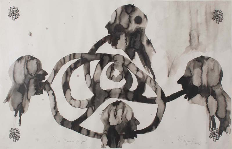 Barthelemy Toguo Les Mauvais Garçons, 2009 Watercolour on paper, 100 x 150 cm / 39 3/8 x 59 1/8 in