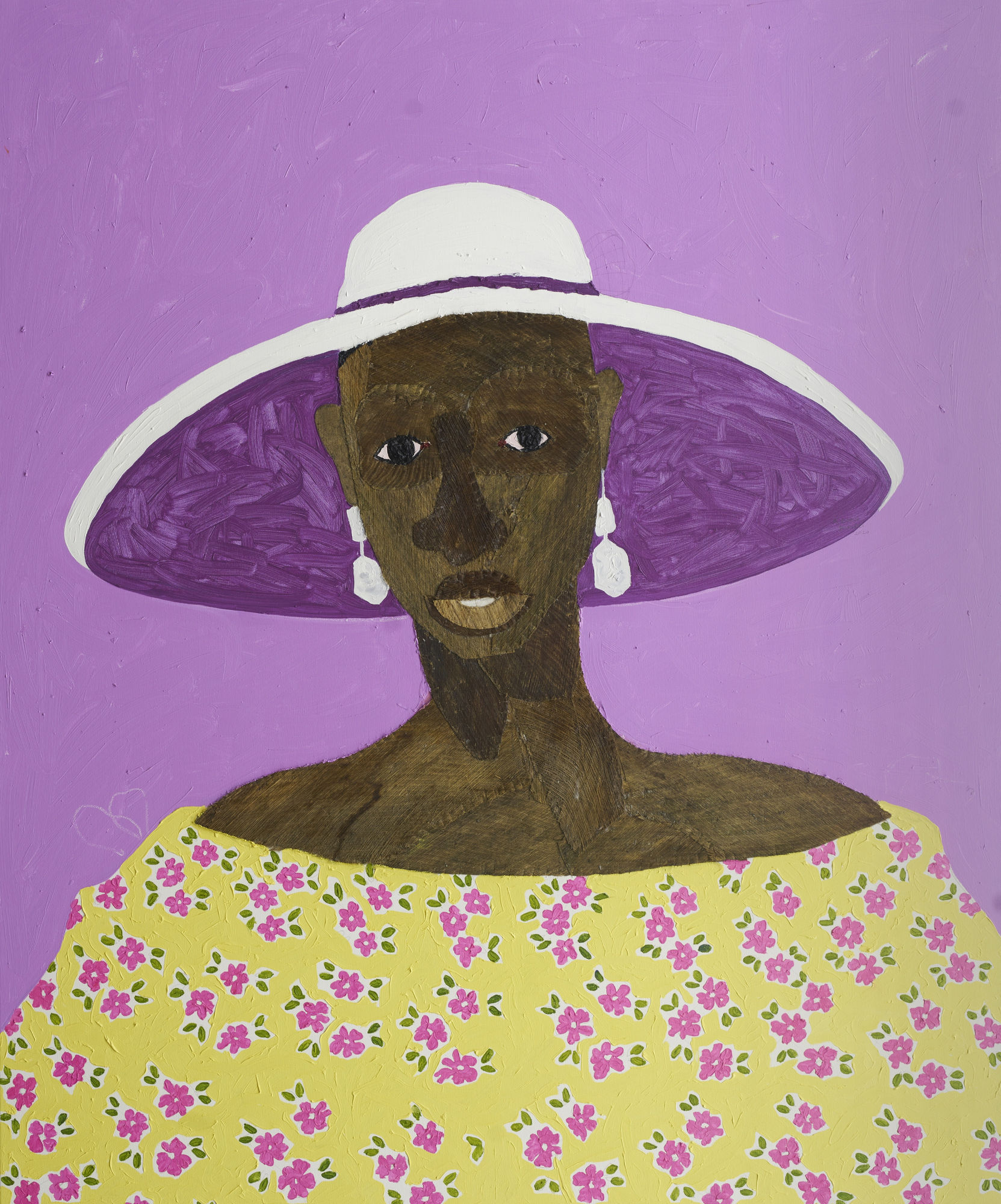 Naa Borley II, 2022 Coconut Sheath and oil on canvas 120 x 100 cm / 47 1/4 x 39 3/8 in