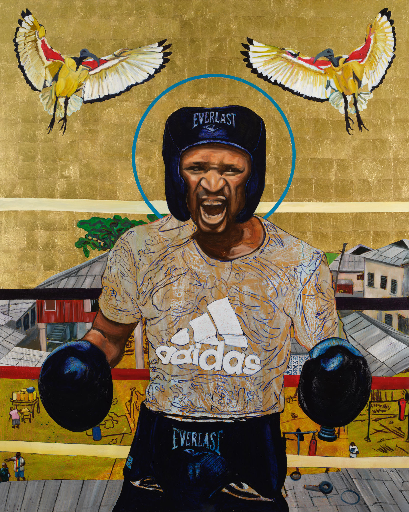 Godfried Donkor, St Joseph Agbeko, 2023, Oil, Acrylic and Gold Leaf on Canvas