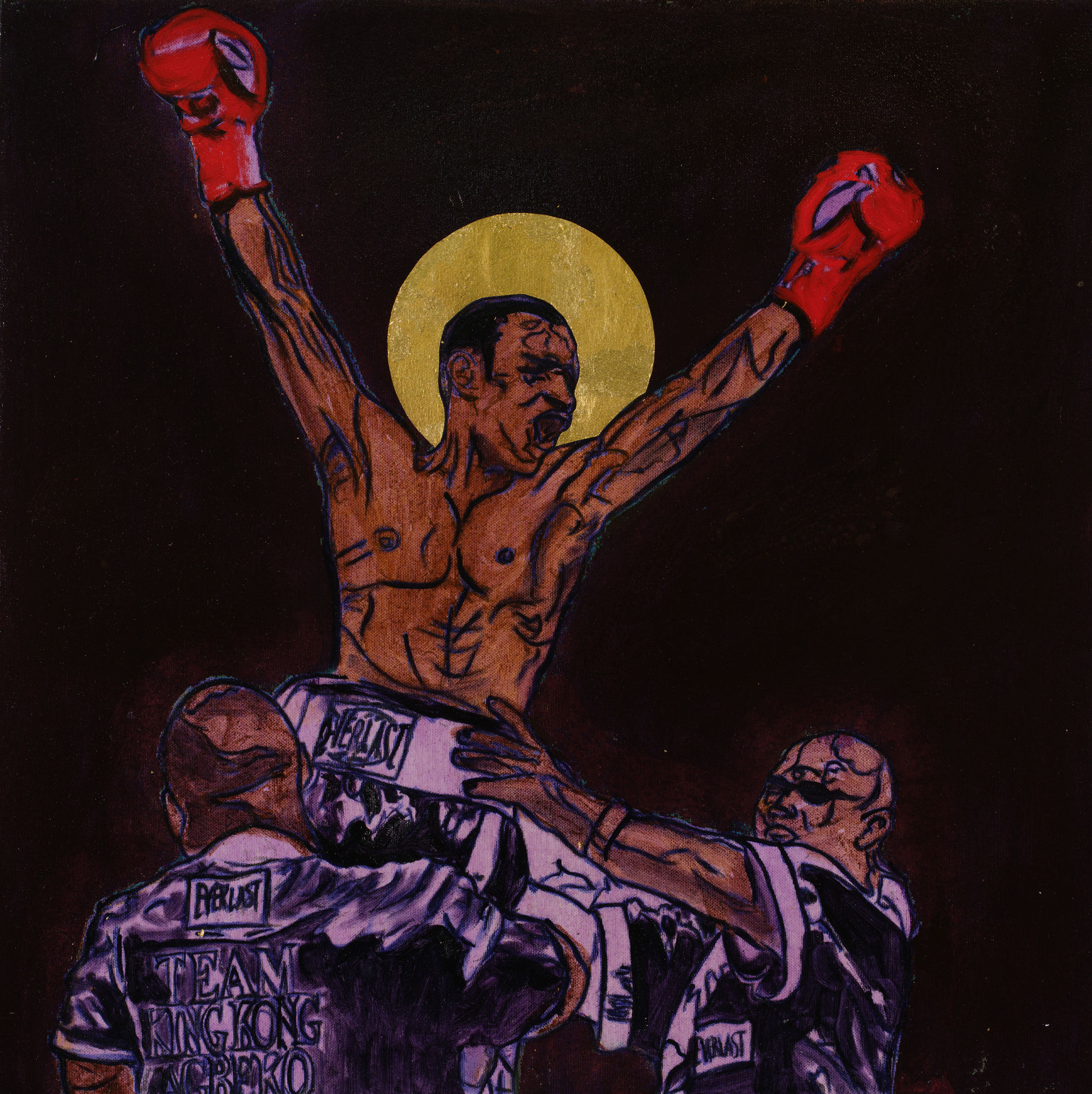 Godfried Donkor, St Joseph Agbeko , 2023, Oil, Acrylic and Gold Leaf on Canvas