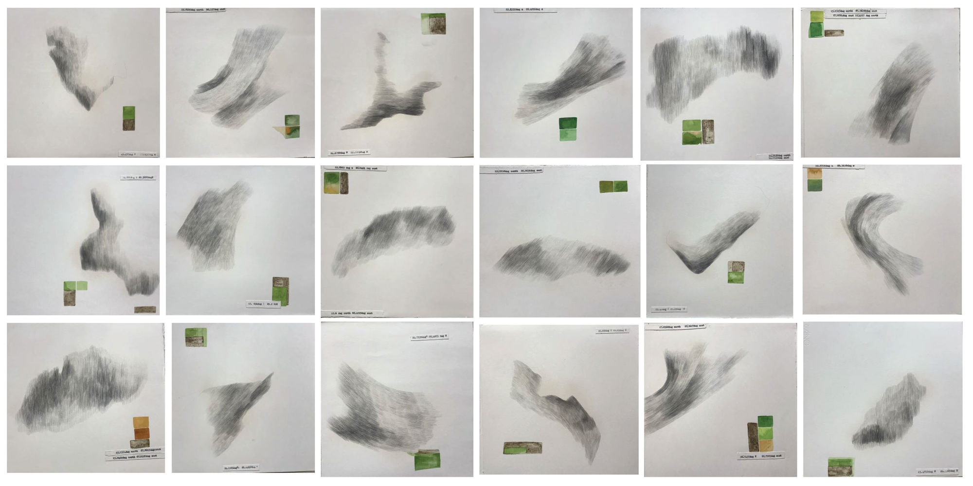 Interference: An Upsurge I 8 x 9 Inches | Set of 18 Graphite pencil, type text and watercolour on paper 2021