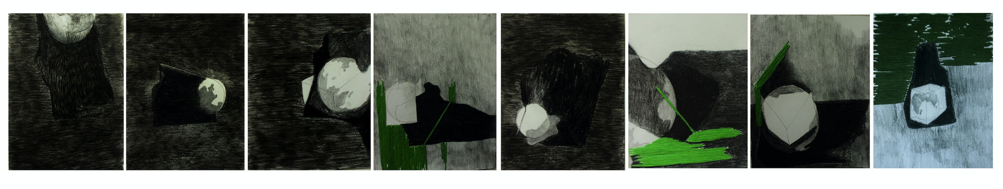 The Unpredictable Ecosystem IX 8 x 10 Inches | Set of 8 Charcoal and stitch-on Paper 2022