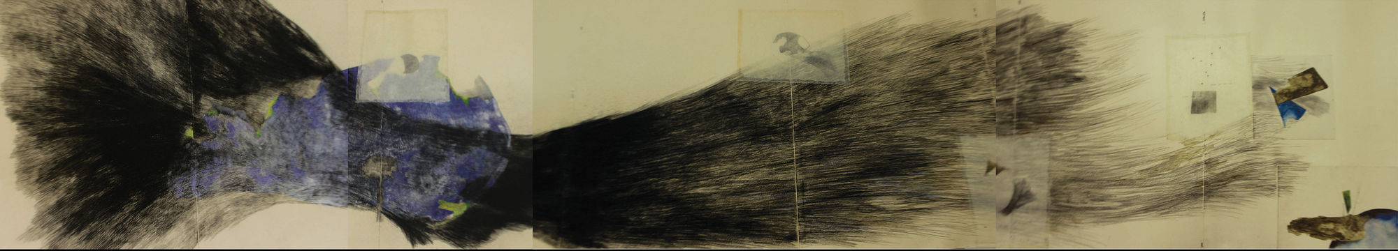 The Unpredictable Ecosystem I 20 x 120 Inches Charcoal, graphite and watercolor on paper 2022