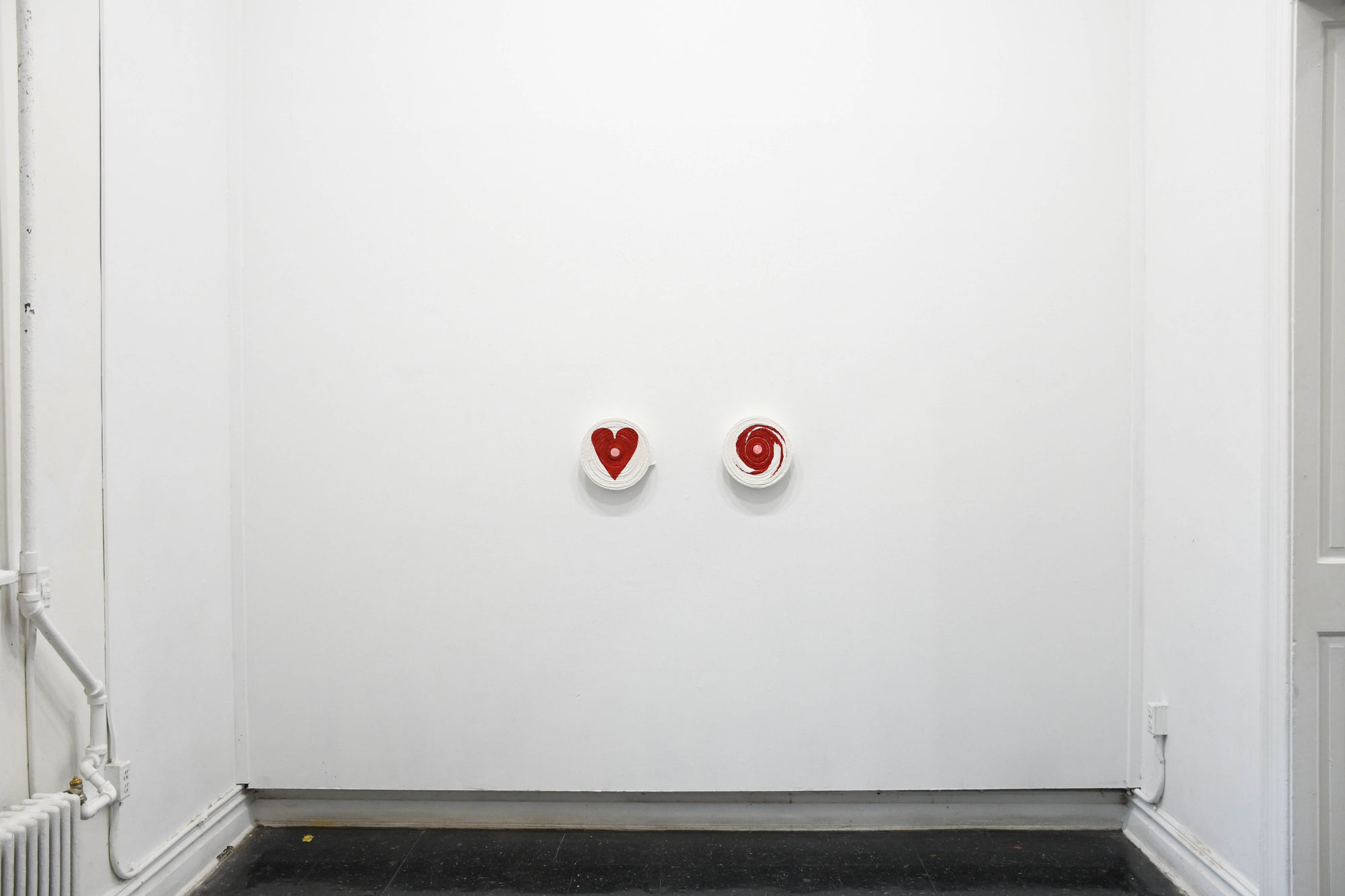 Two of Hearts, 2022 Dyed and bleached canvas, oil on wood