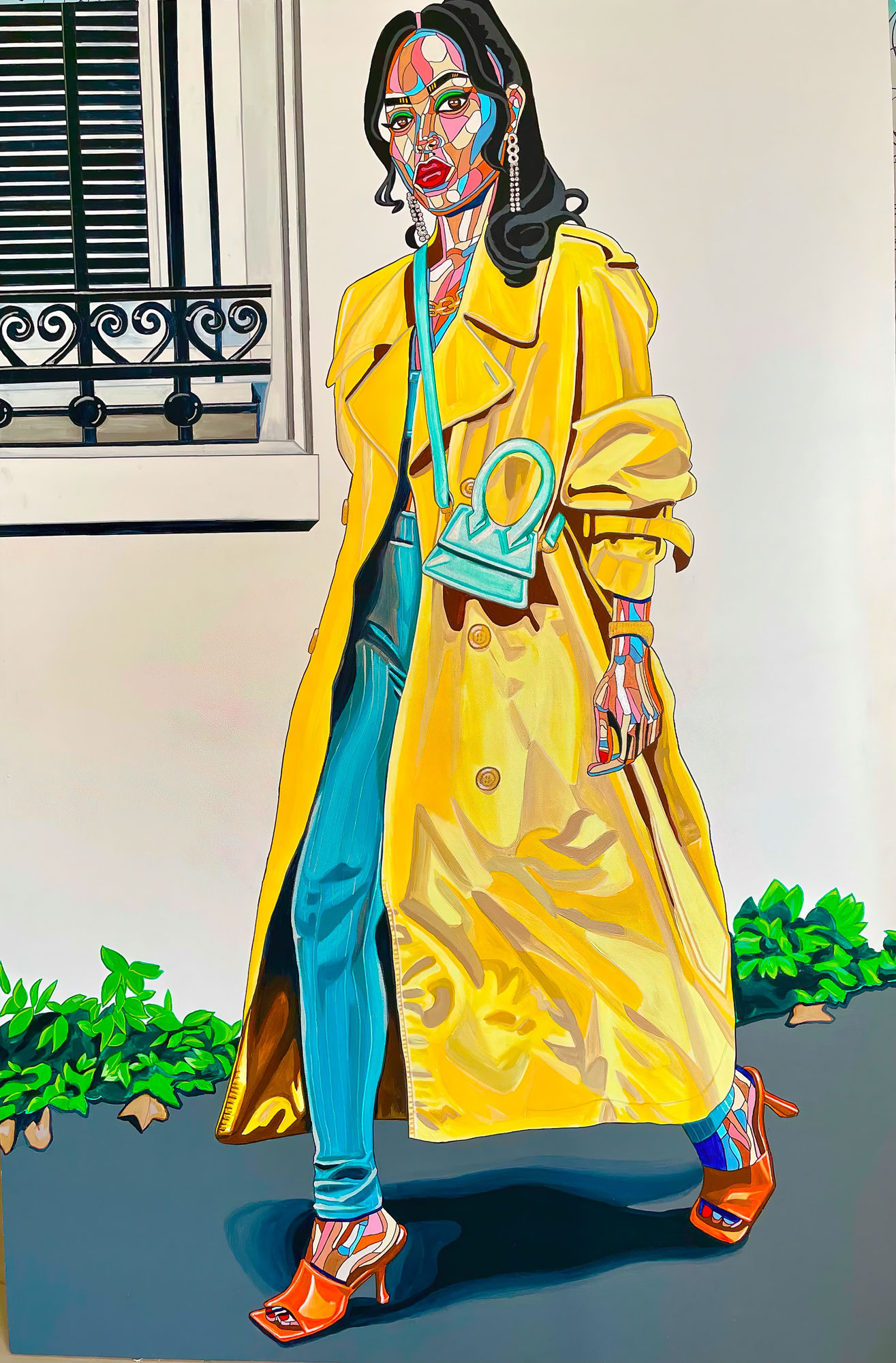 Yellow Trench - 2022 - 72h x 48w in - Acrylic and ink on canvas