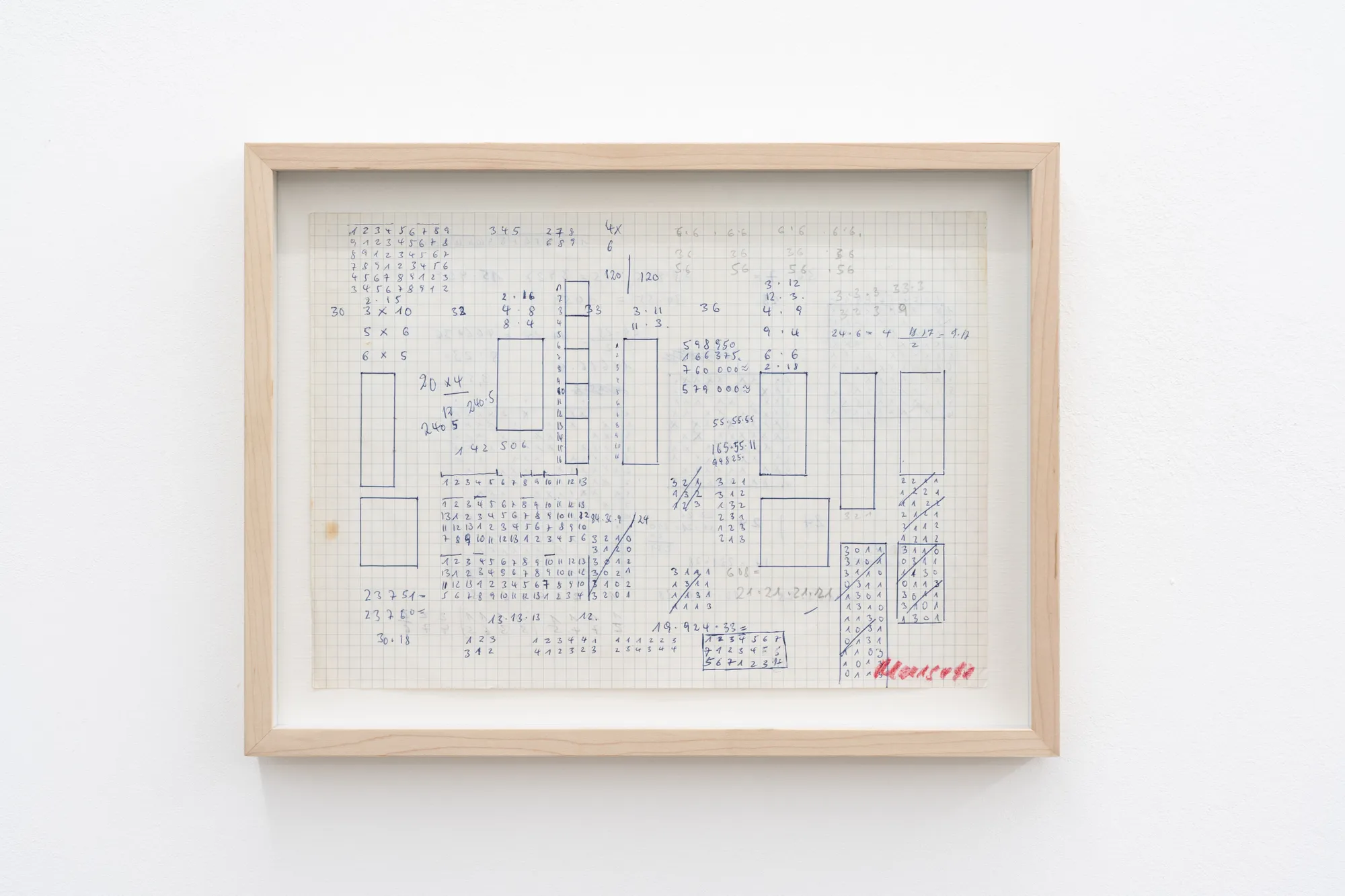 Meuser Untitled (Lottozeichnung), 1998 pencil on paper 21 x 29,7 cm 35,5 x 48 cm, framed