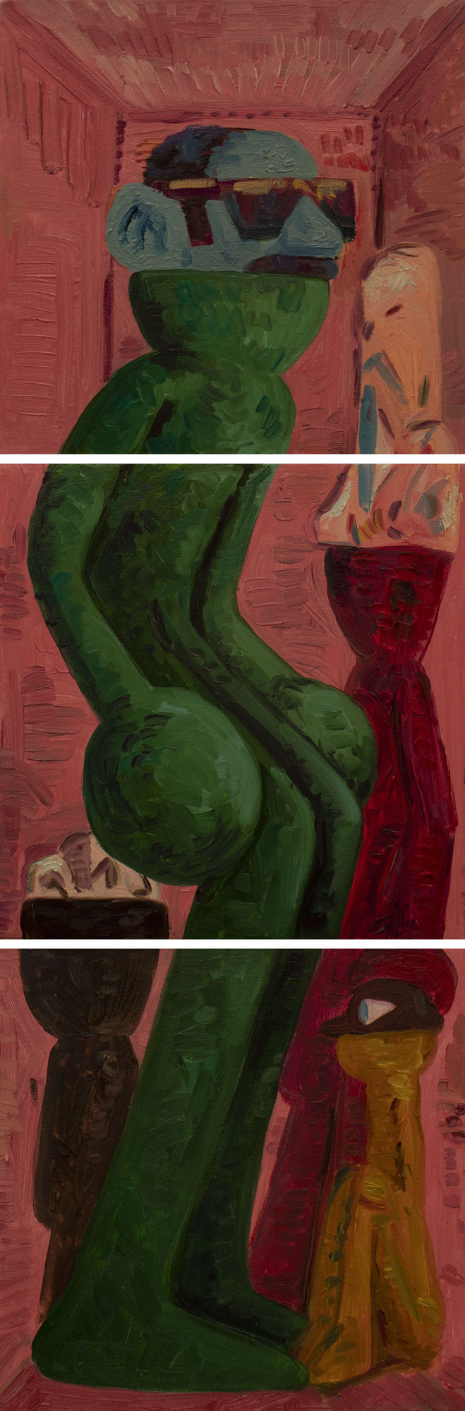 Milad Mousavi Broken Man in Three Part, 2022 Oil on canvas 60 x 20 cm 23 1/2 x 8 in Sold