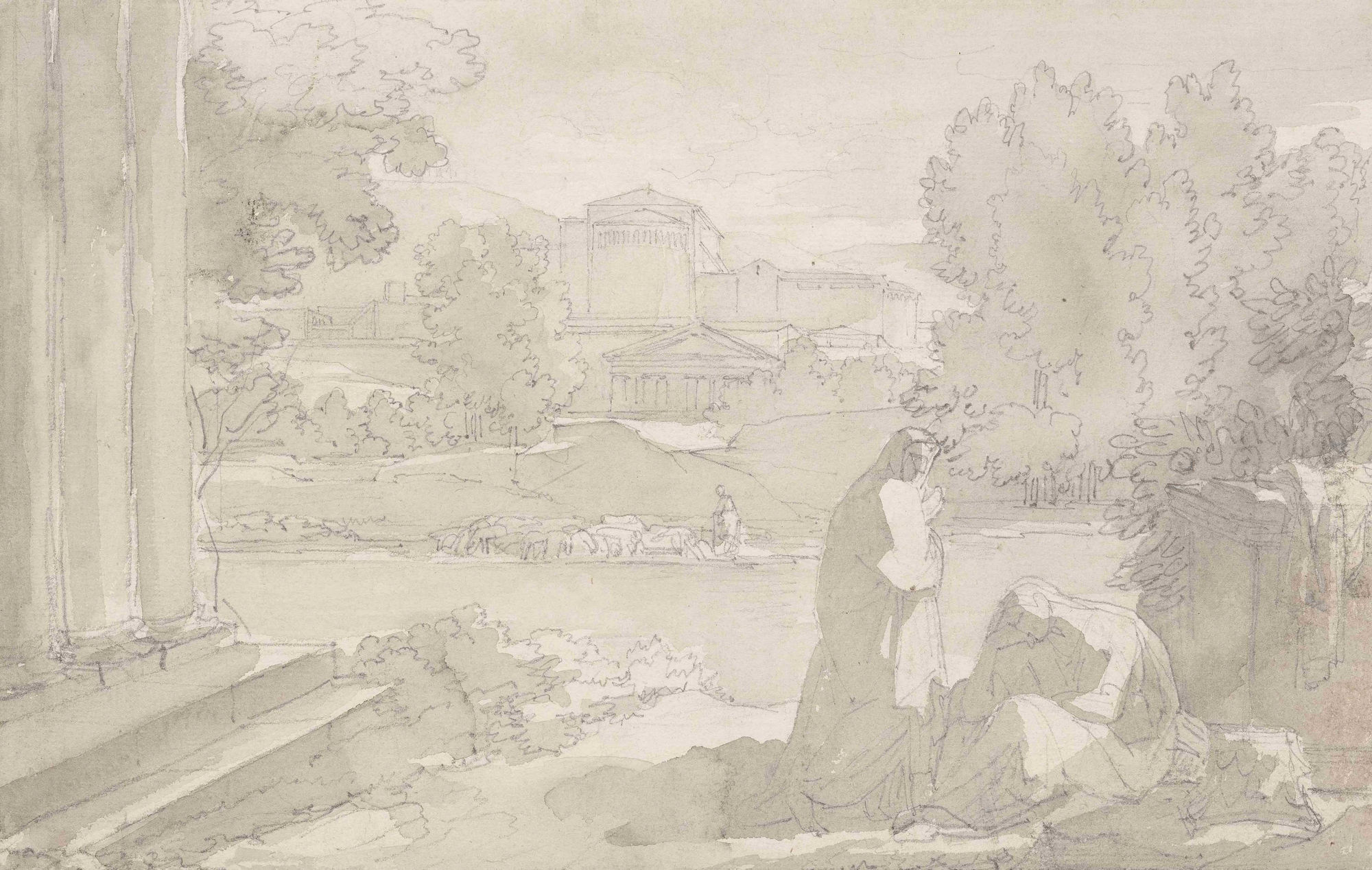 VINCENZO CAMUCCINI Paesaggio classico con figure