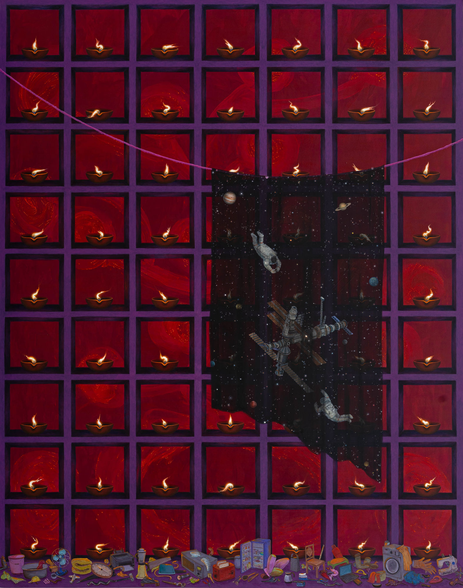 N.S. Harsha Infinite Voyages and Everyday Gravity, 2025 Acrylic on canvas 74.8 x 59 in