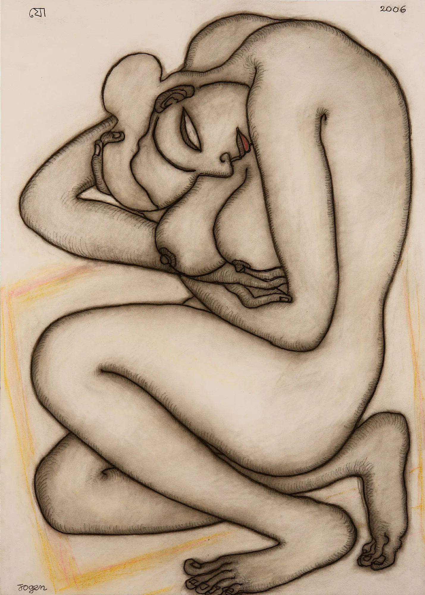 Jogen Chowdhury Woman (nude), 2006 Dry pastel colour on paper 27.5 x 19.5 in