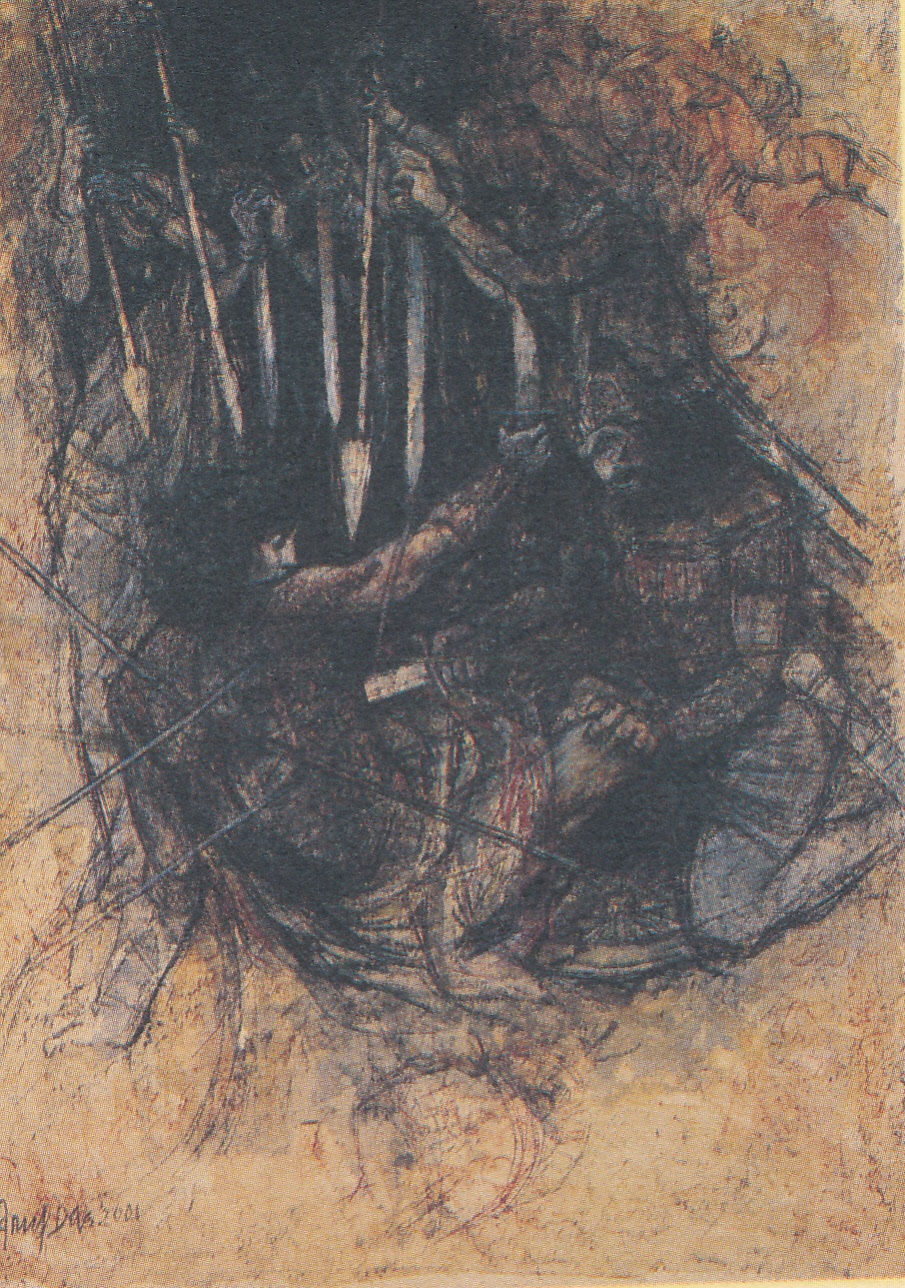 Arup Das Abhimanyu Mixed media 39 x 29 in