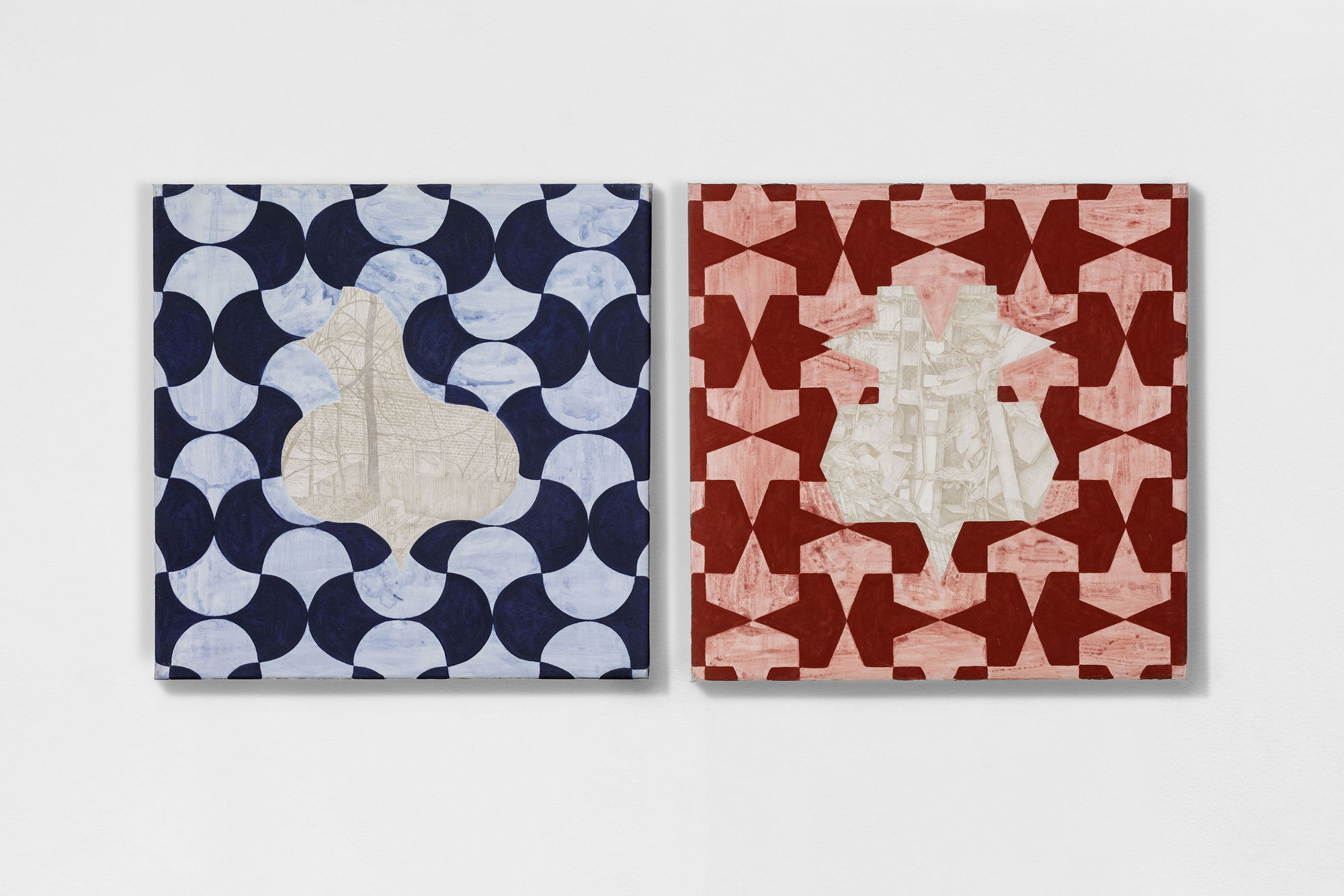 Praneet Soi Winter of Discontent: (L) The View from My Window / (R) Gaza, 2023 - 2024 Acrylic, gel and silverpoint on linen canvas 32 x 32 in (each)