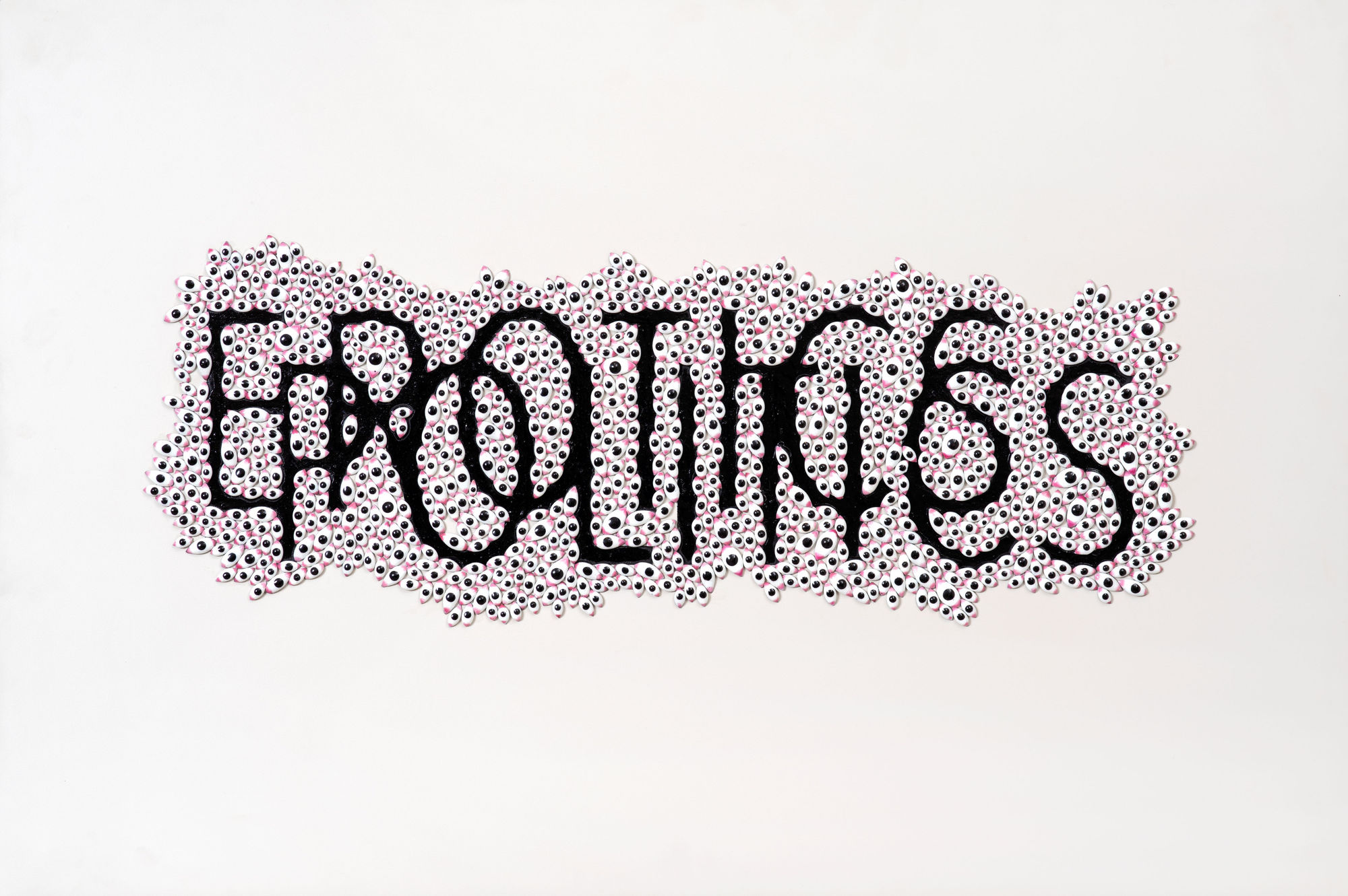 Anita Dube Erotics/Politics, 2020 Enamelled votive eyes, automotive paint, superglue on laminate board 24 x 36 in