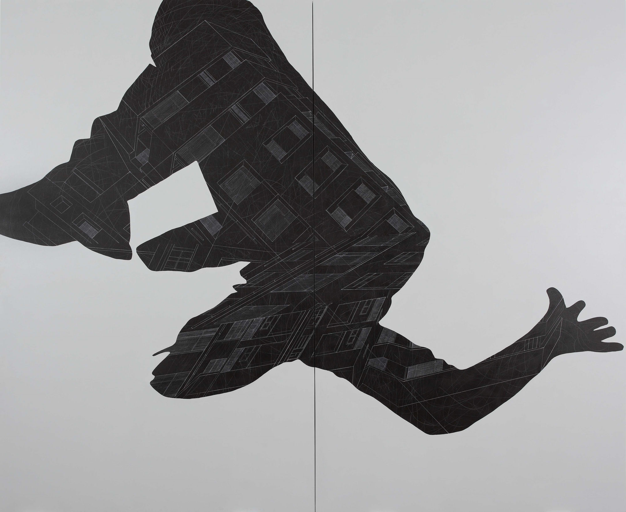 Praneet Soi Study of Figure Hurtling Through Space, 2011 Acrylic on canvas 116.1 x 118.1 in