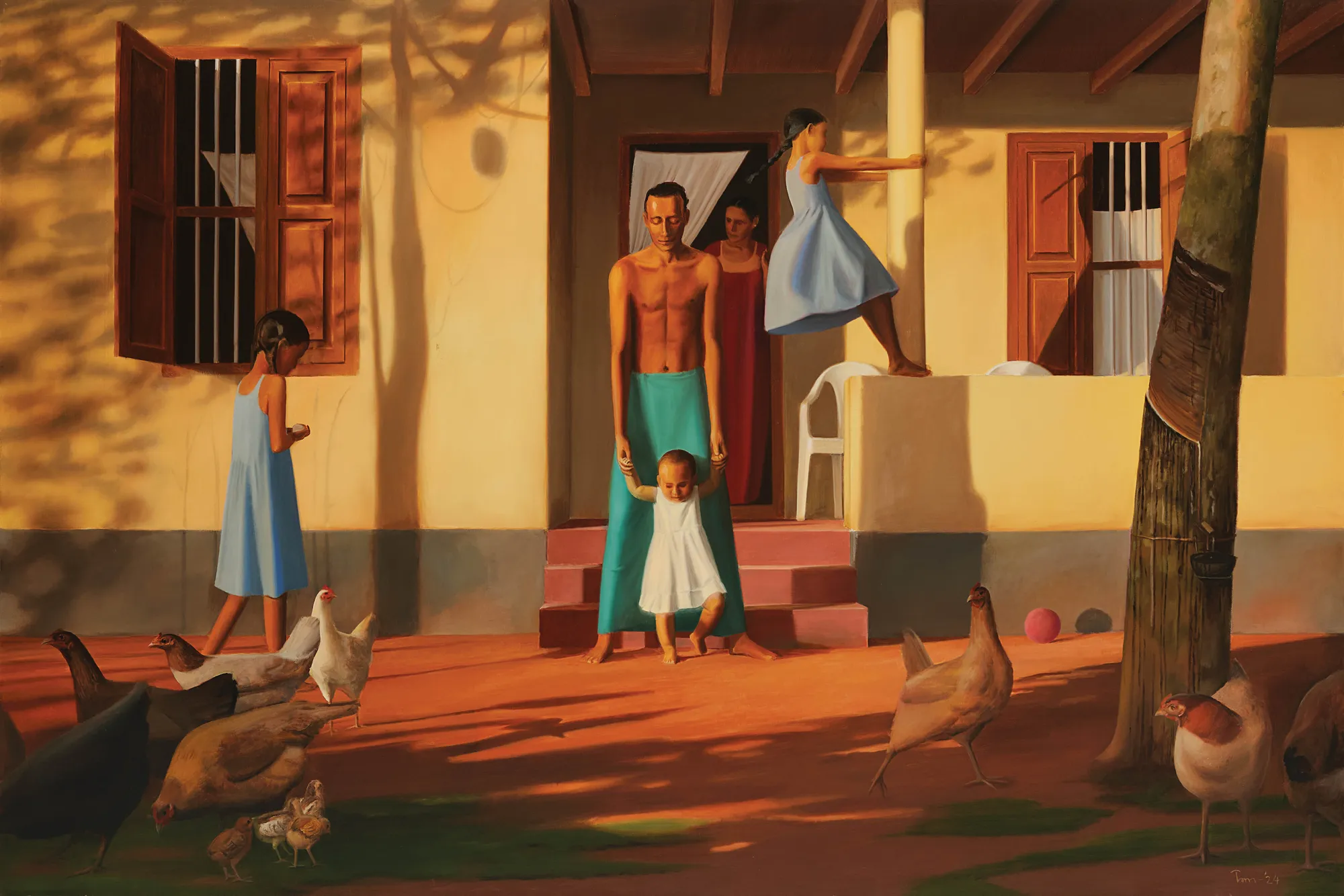 Tom Vattakuzhy Lessons of Life-5, 2024 Oil on canvas 72 x 108 in