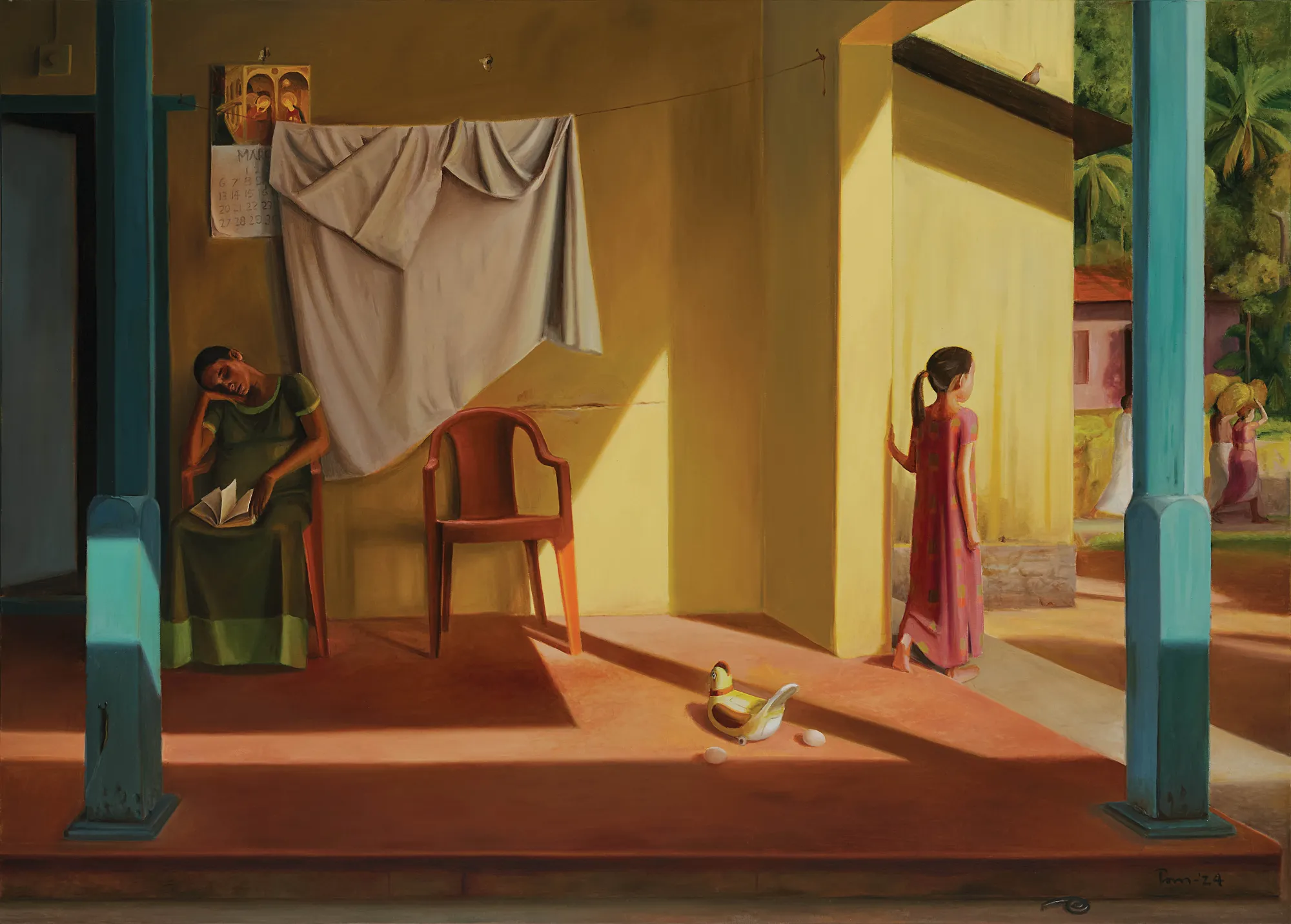 Tom Vattakuzhy Sunday Afternoon, 2024 Oil on canvas 60 x 84 in