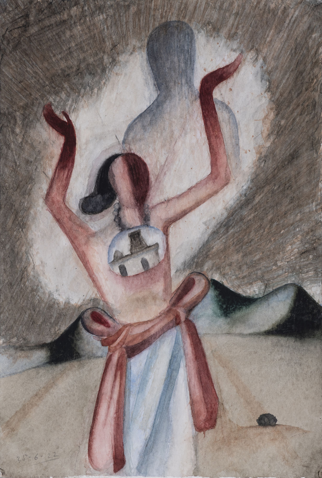 Atul Dodiya Nayanar – I (for David Shulman), 2022 Watercolour on paper 14 x 9.5 in