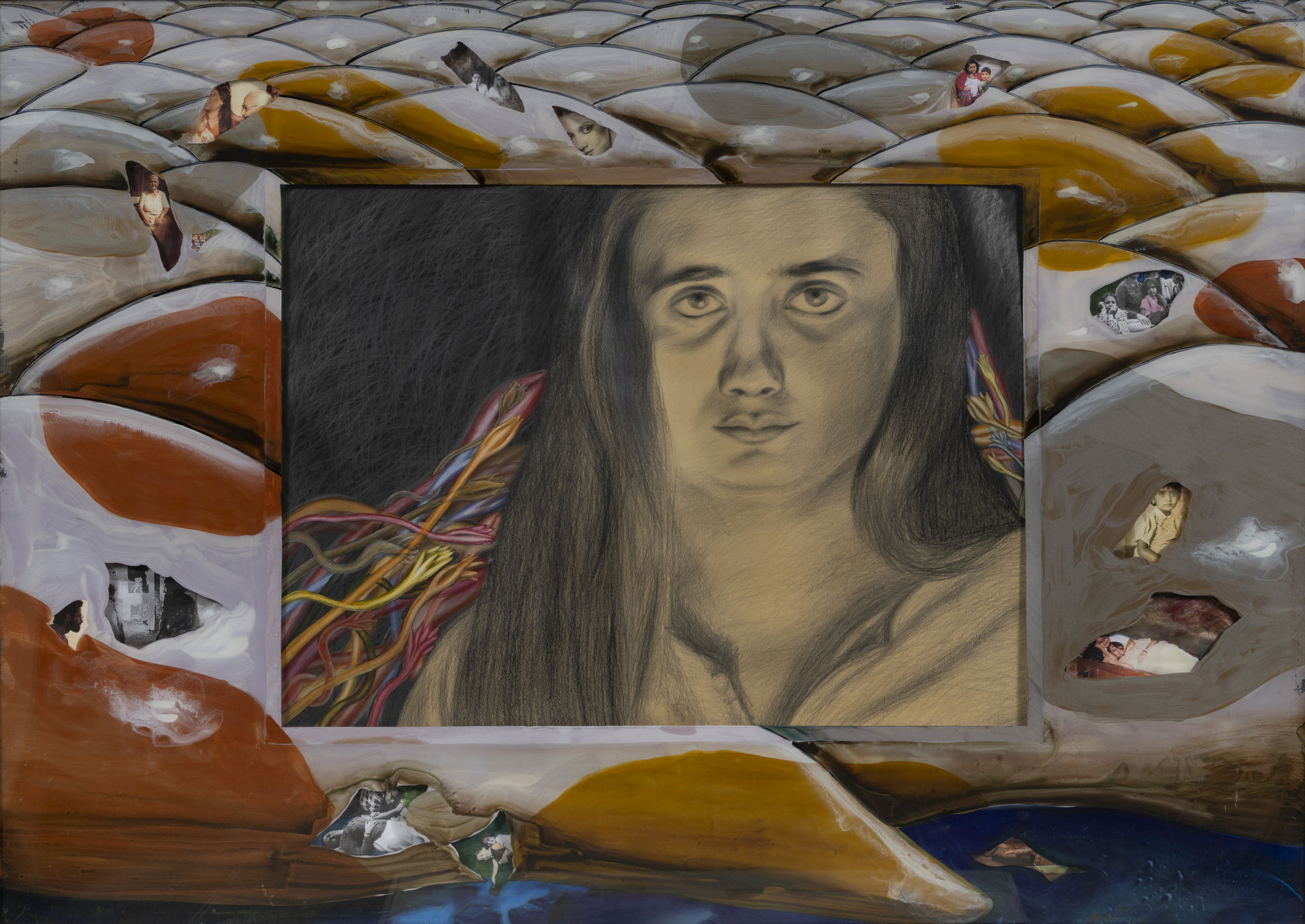 Looking Back, 2001 Mix media 33 x 37 in