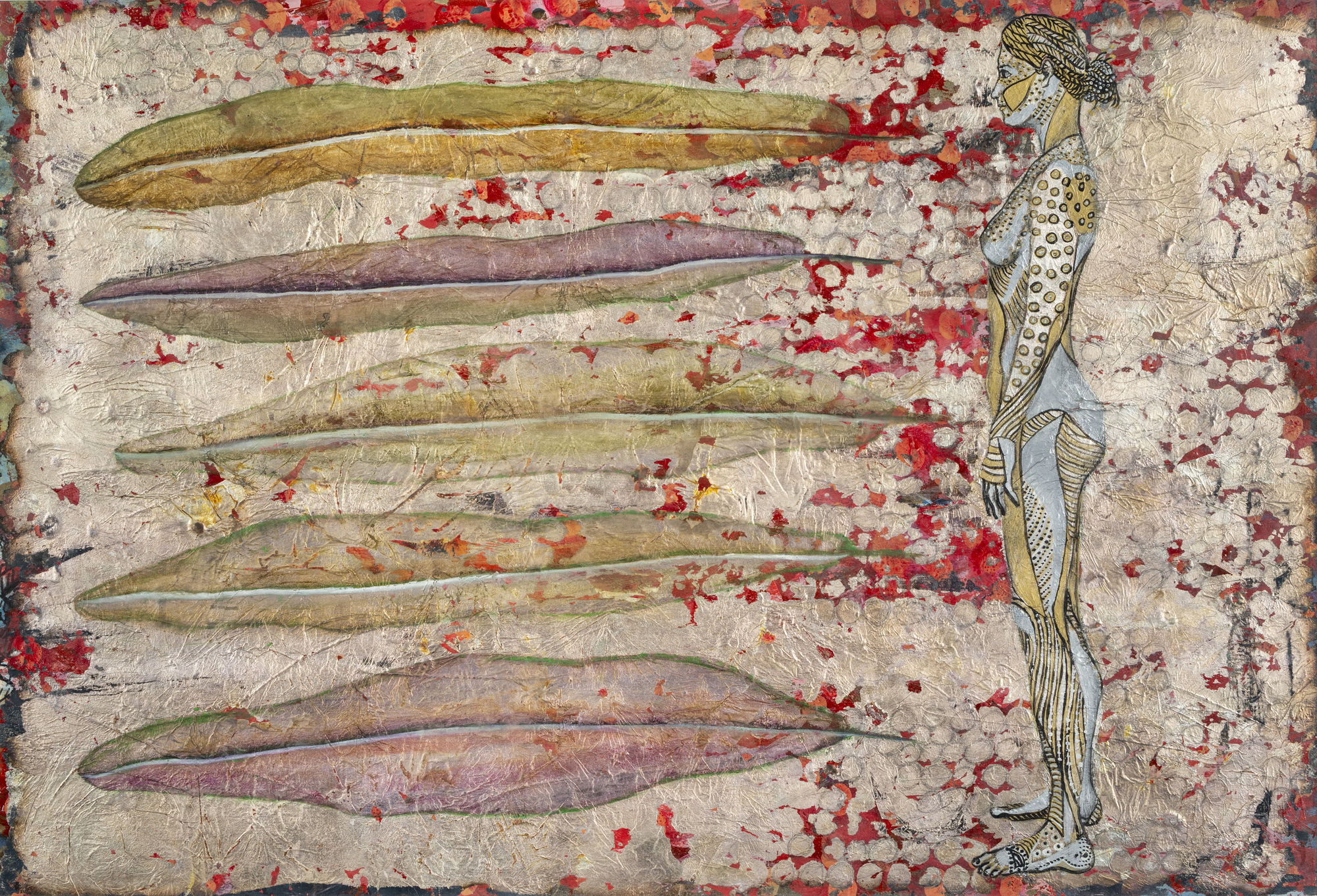 Untitled, 2016 Silver leaf and oil on paper 14 x 21 in