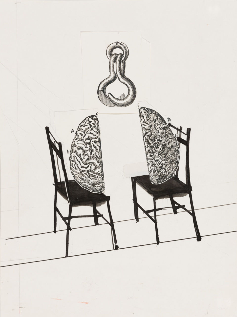 Untitled, N/D ink on paper, collage 9.5 x 7 inches