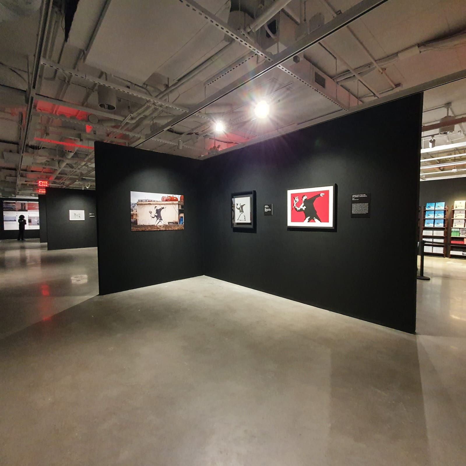 Banksy artworks hanging on wall