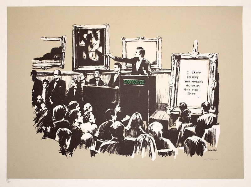 Banksy Morons Sepia print