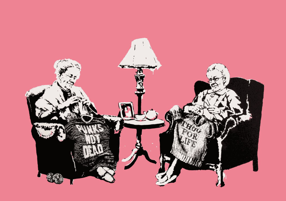 Banksy Grannies print