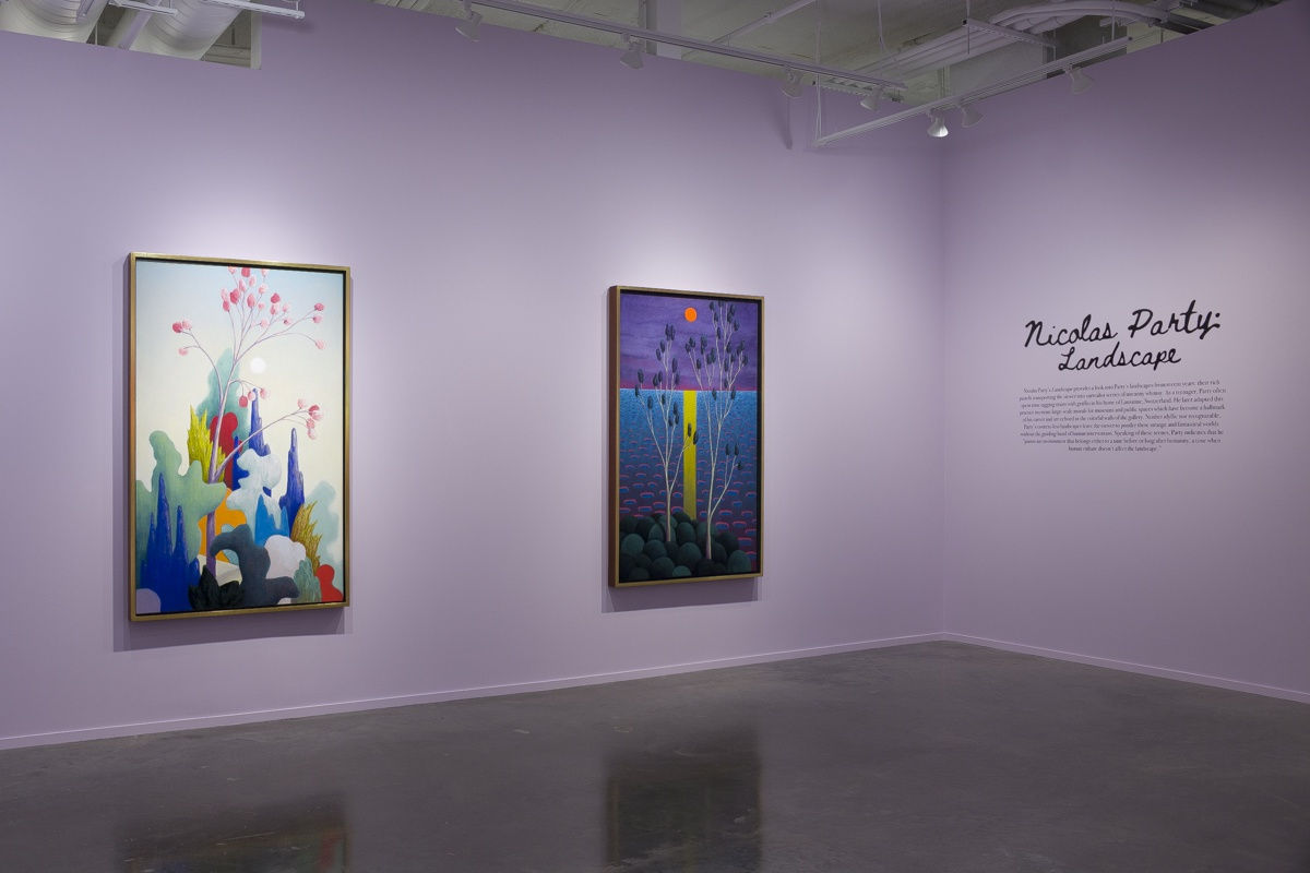 Installation view, Nicolas Party: Landscape, 2023. Photo: Evan Sheldon.