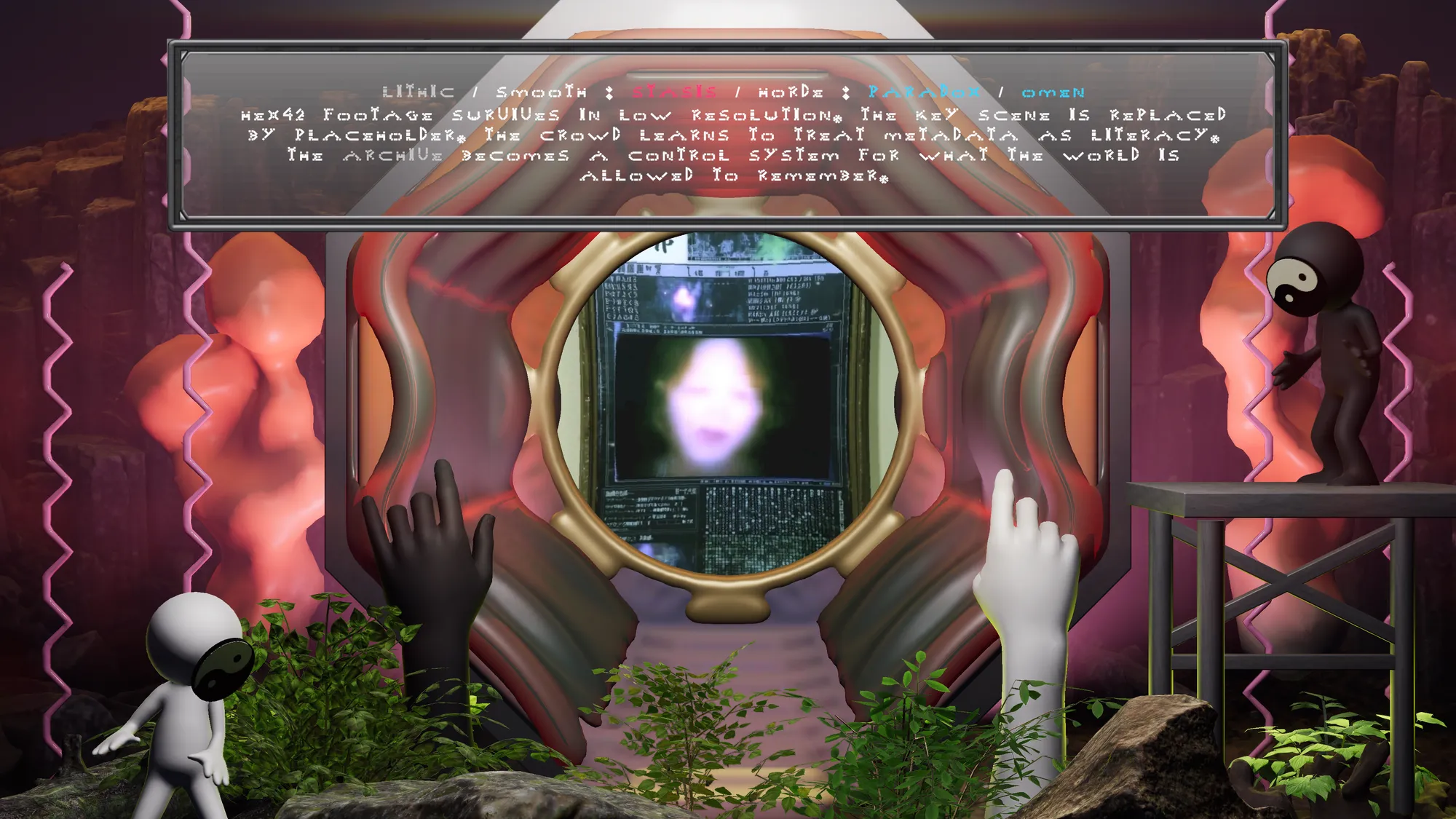 Brandon Tay, HEX STATE SERVER, 2026. Generative installation, real-time render. Image courtesy of the Artist.