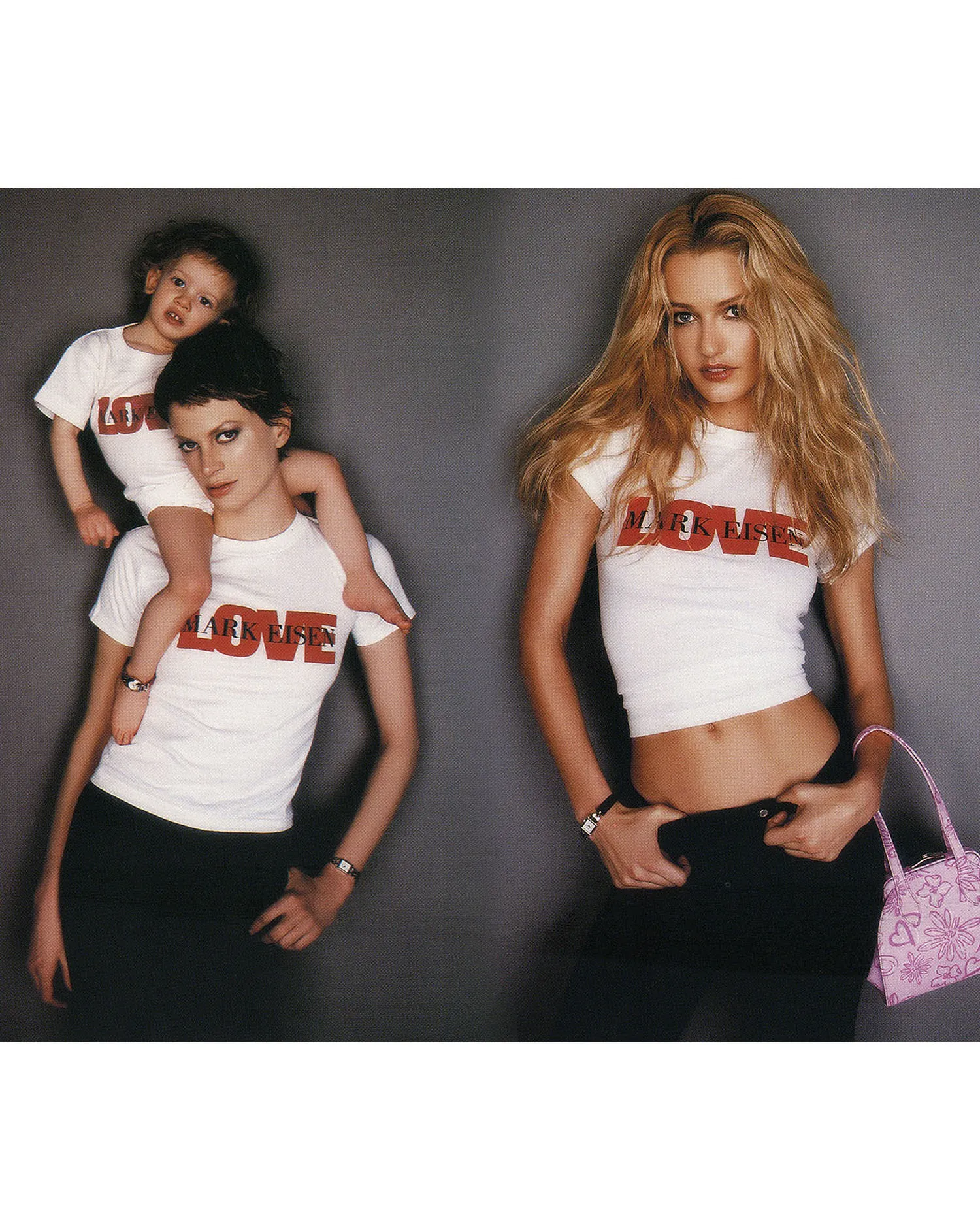 LOVE HEALS Mark contributed custom designs to the Love Heal's collection created by the Alison Gertz Foundation for AIDS Education in an effort to continue to bring AIDS awareness and prevention to teenagers throughout the country. The collection was modeled by Kristen Mcmenamy and Karen Mulder.